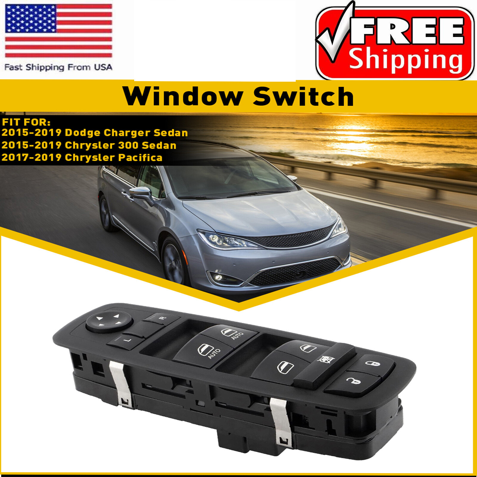 Driver Side Door Window Switch Panel Control For 2017 2018-19 Chrysler Pacifica