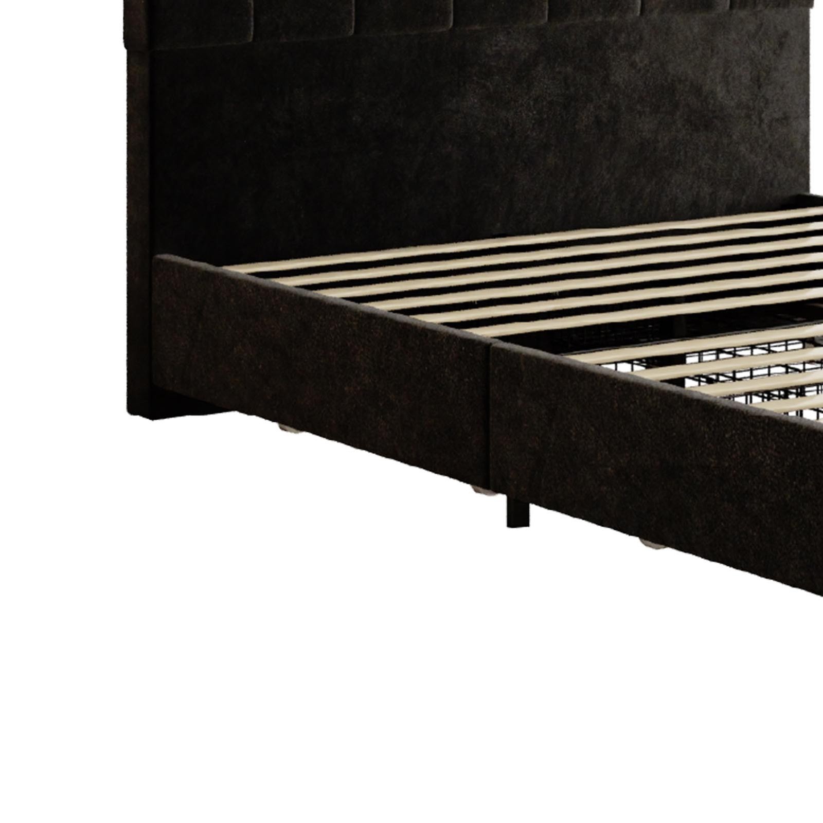 Modern Black Bed Frame Full Platform Bed 4 Storage Drawers Bedroom Furniture