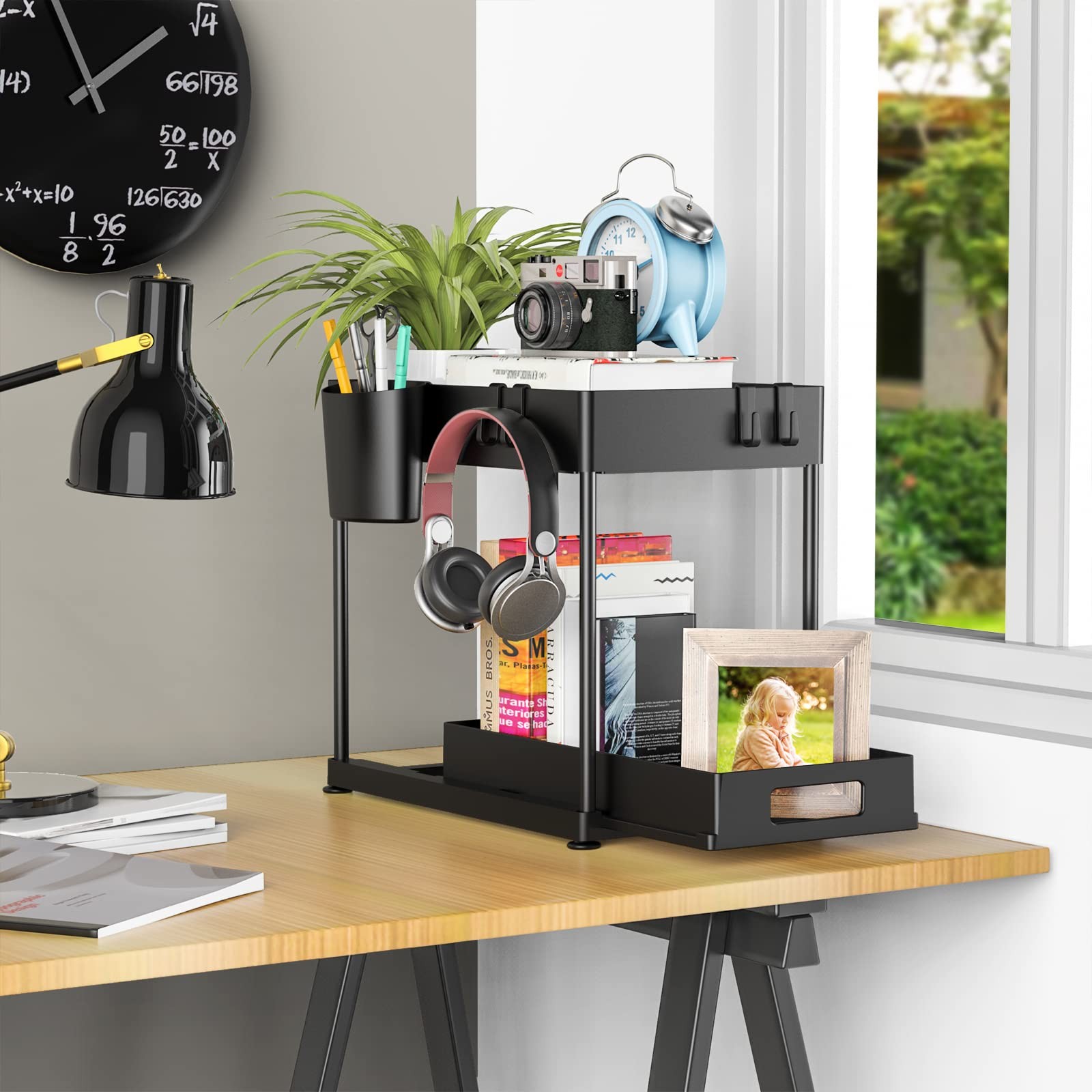 2 Pack Under Sink Organizer with Pull-Out Drawer, Large Single-layer, Black