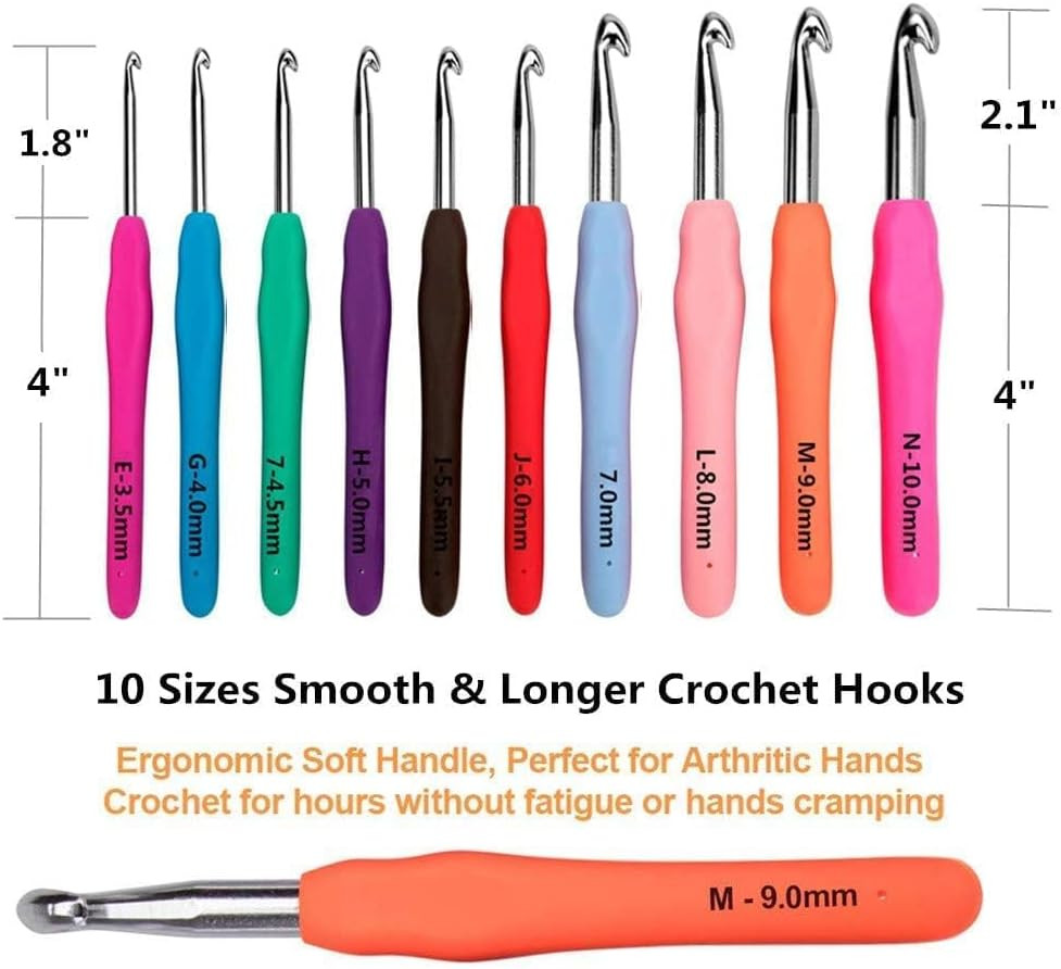 20 Sizes Crochet Hooks 0.5Mm-10Mm, Ergonomic Crochet Hooks Set with Case for Art