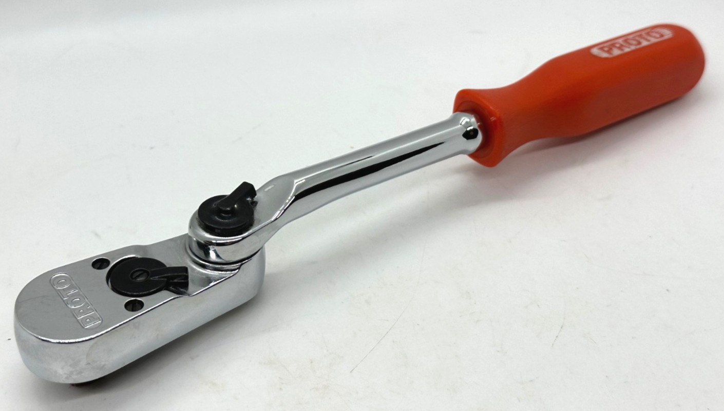 🇺🇸 PROTO Tools 3/8" Indexing Ratchet Socket Wrench 10" Long Multiposition RED