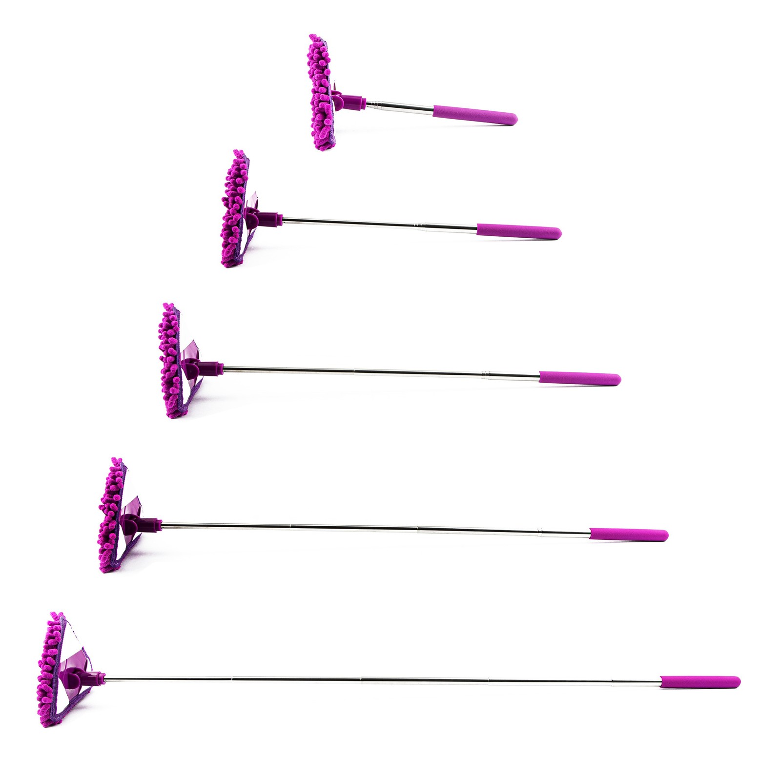 Smart Home Retractable Long Handle Microfiber Dusting Tools with Rotating Heads