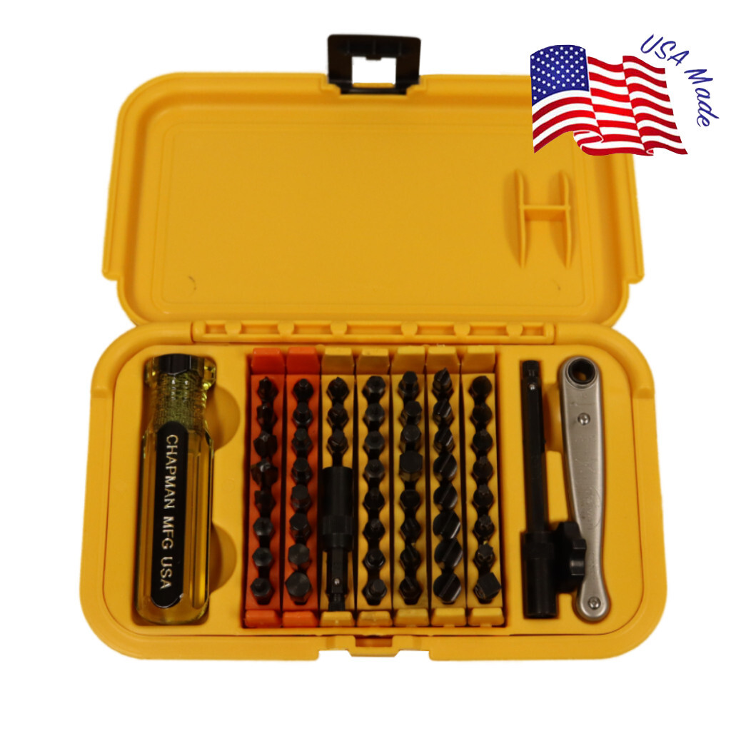 Chapman MFG Master Kit 5575 64 Part Screwdriver Set Mini Ratchet USA MADE
