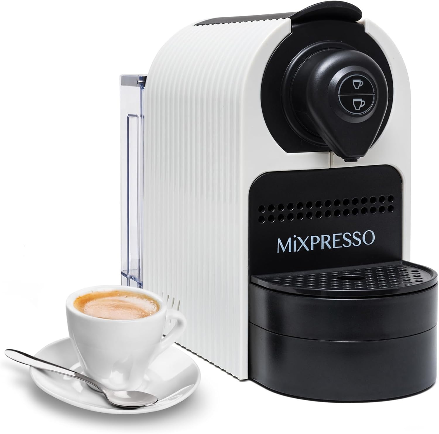 Mixpresso White Espresso Coffee Machine – Compact 1400W Single Serve Coffee...