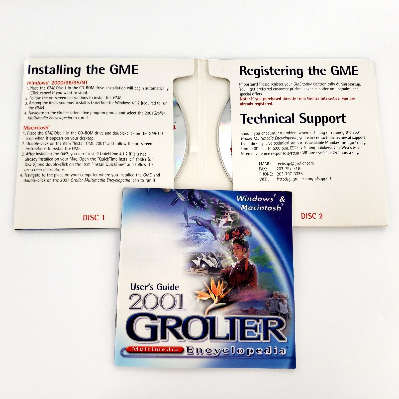 2001 Grolier Multimedia Encyclopedia Deluxe 2-CD Edition Windows PC CD-Rom