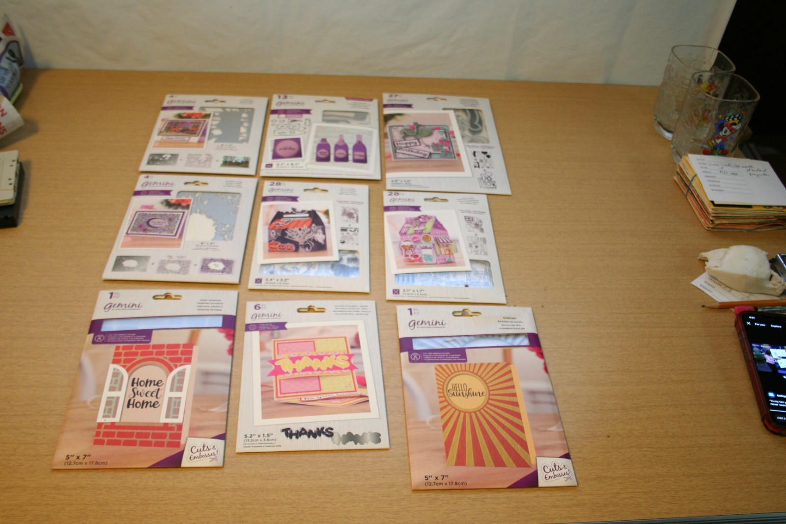 9 Gemini Dies, Folders, Cards, Stamps Crafters Companion