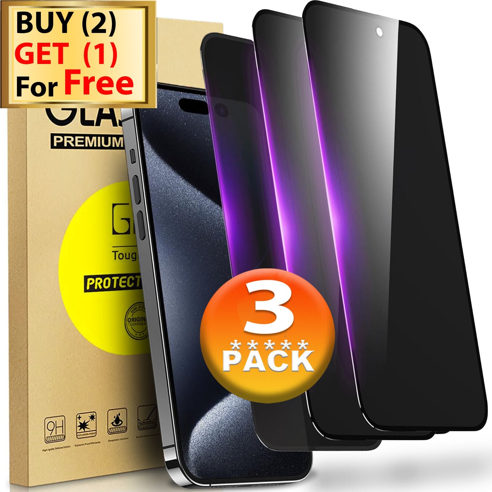 For iPhone 17 16 15 14 13 12 11 Pro Max Privacy Tempered Glass Screen Protector