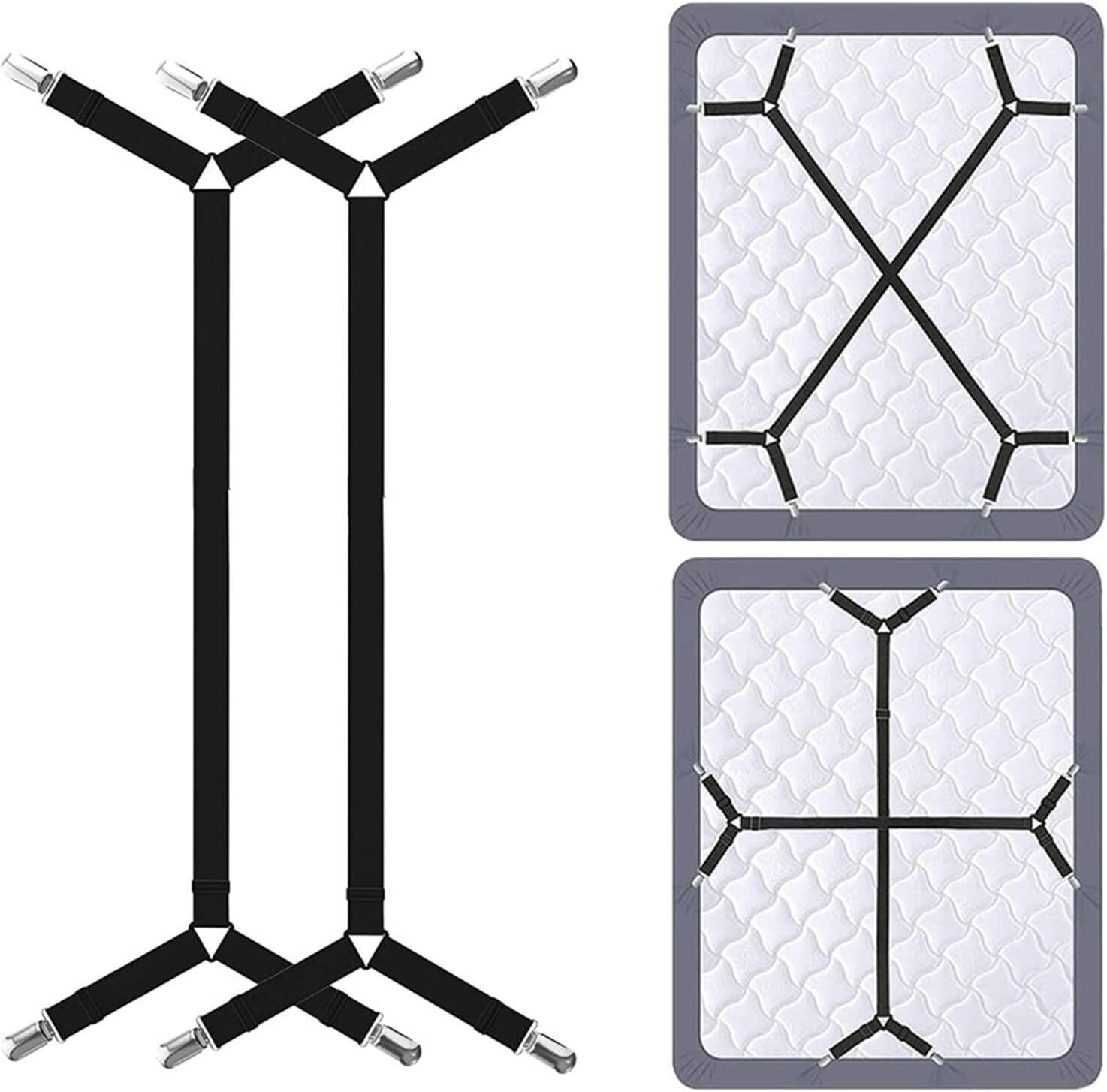 2pcs Adjustable elastic bed sheet holder straps - sheet clips for bedding, sheet