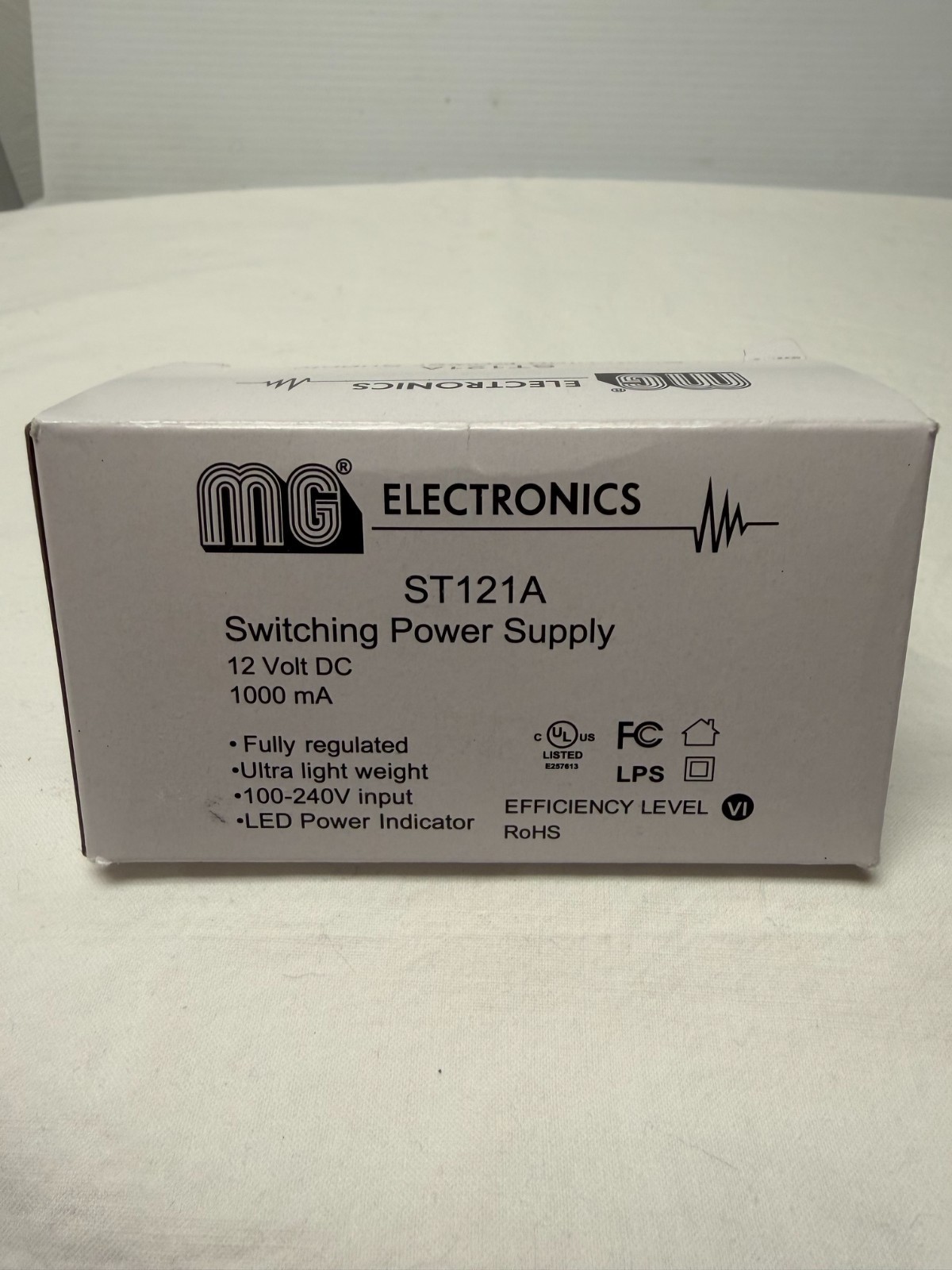 MG Electronics ST121A Switching Power Supply, 12VDC, 1000mA, NEW IN BOX