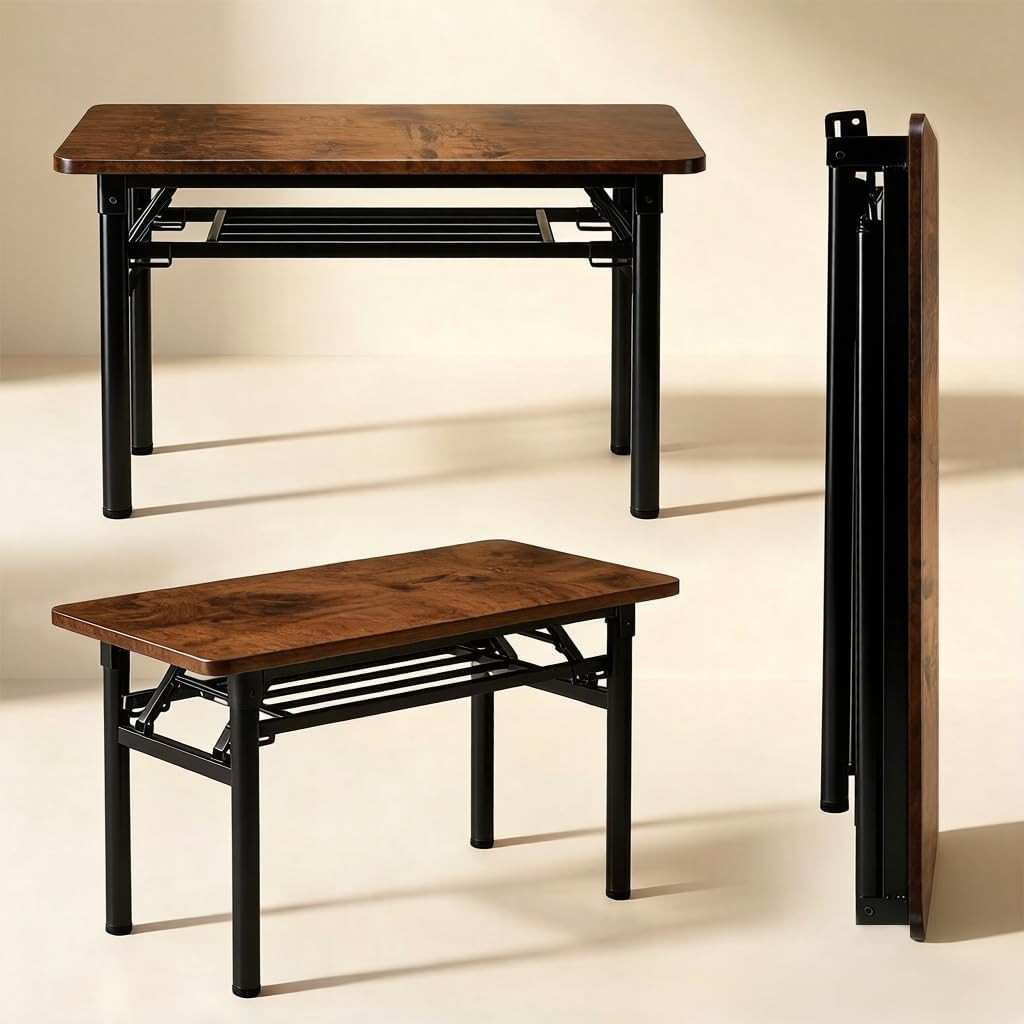 Folding Desk for Small Spaces, 39.4 Inch Foldable Computer Desk, No Assembly Req