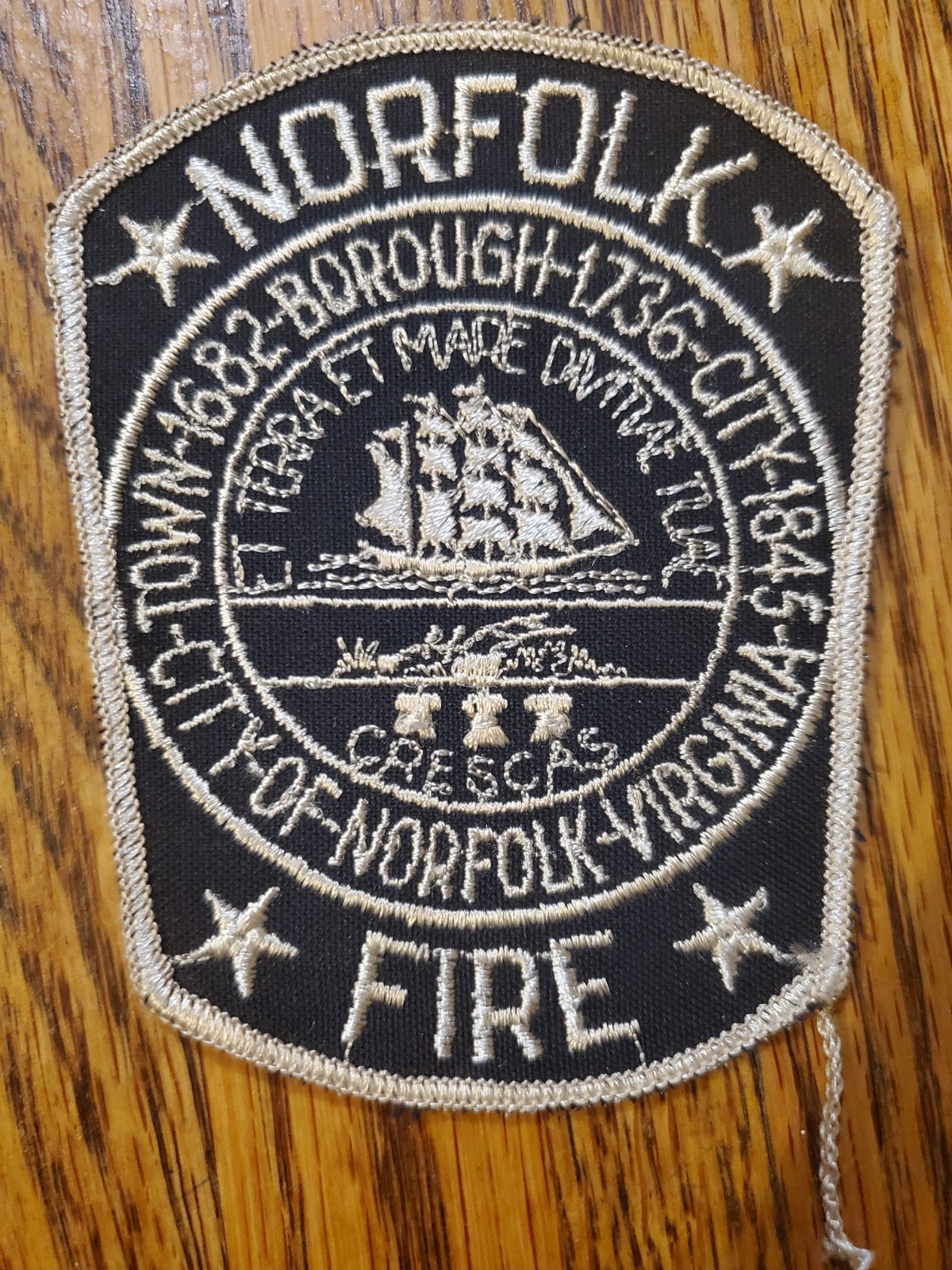 Vintage Norfolk Fire Department shoulder patch from Virginia