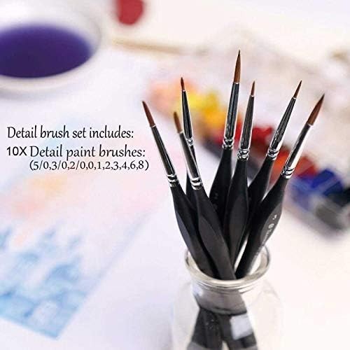 Miniature Brushes Set: 10 Fine Detail Paint Brushes with Triangular Grip Handles