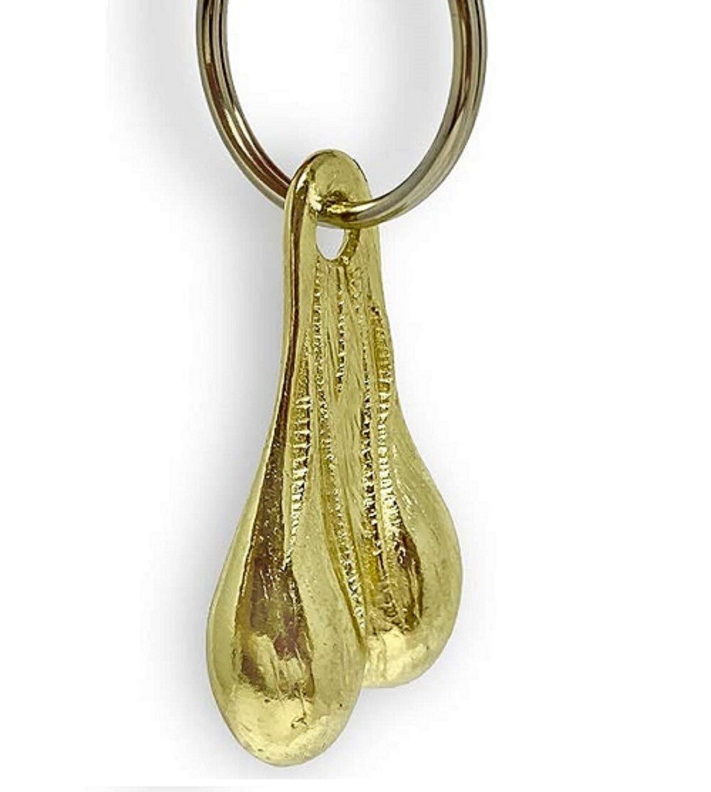 Brass Balls Biker Key Chain Witty Sense of Humor Nut Ball Sack, Stainless Steel
