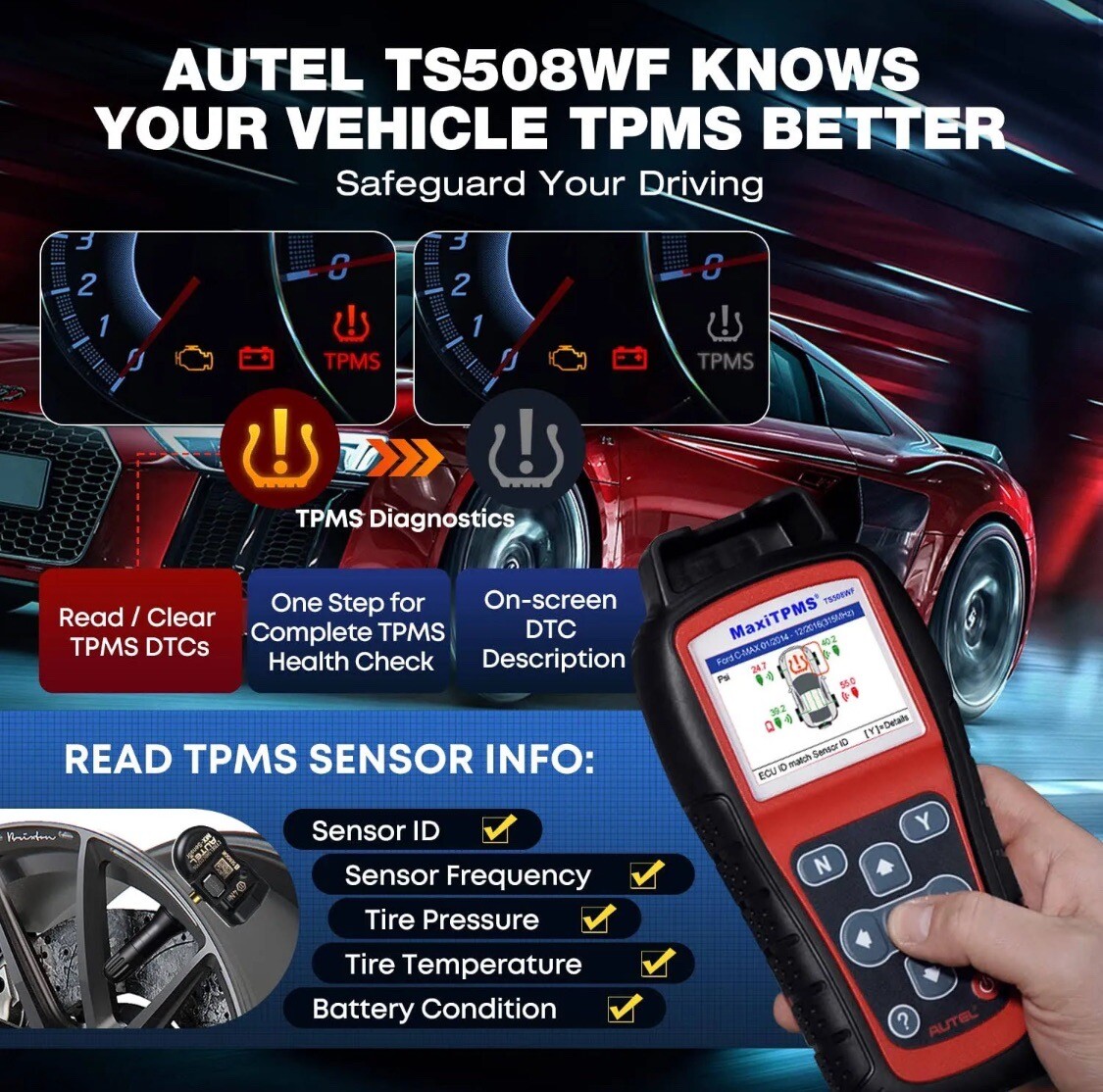 Autel TS508WF  TPMS Scan Tool With FREE update For Life