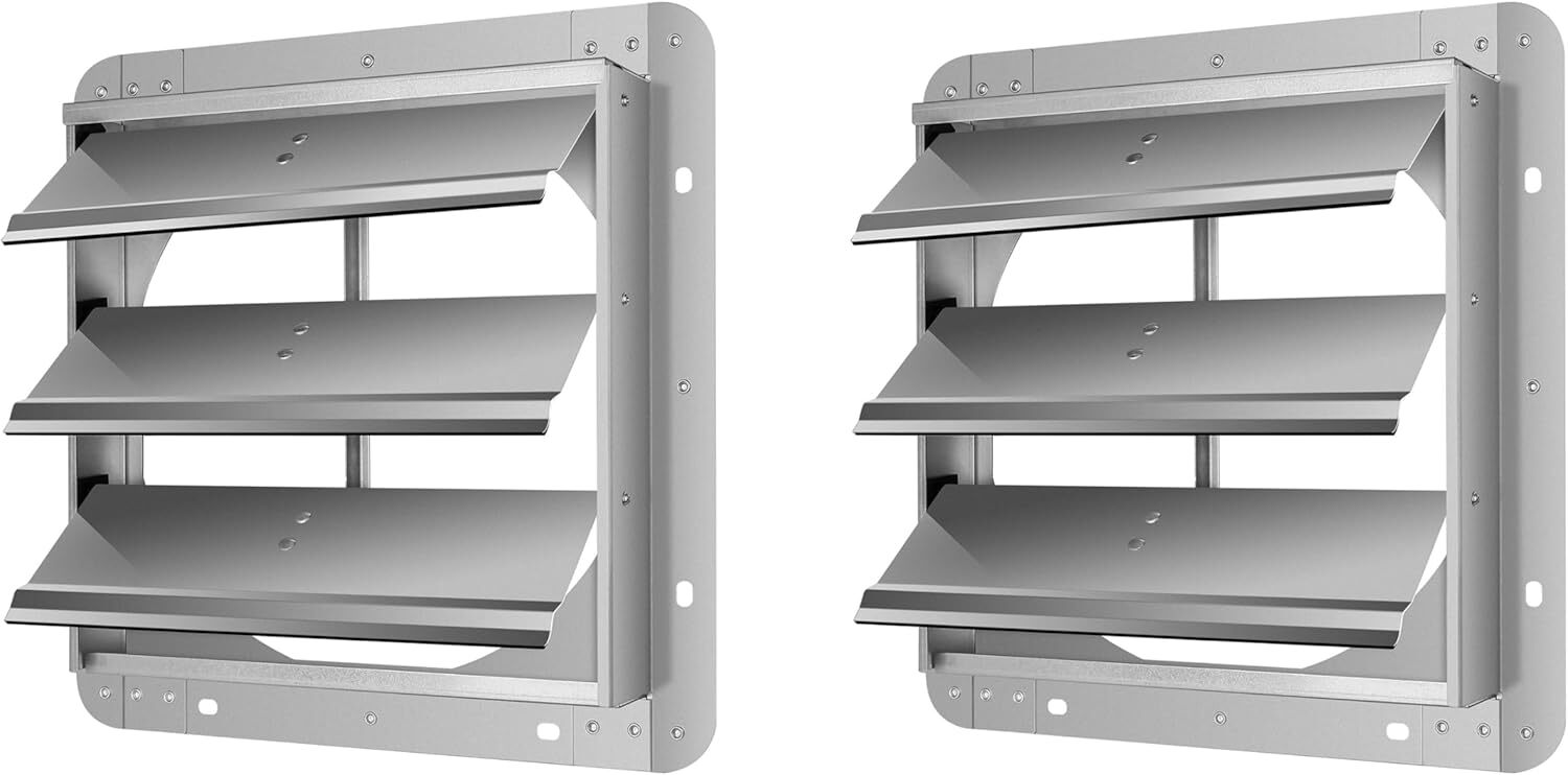 Aluminum Automatic Shutter Gable Louver Vent 14.96" x 14.96" Weather-Resistant