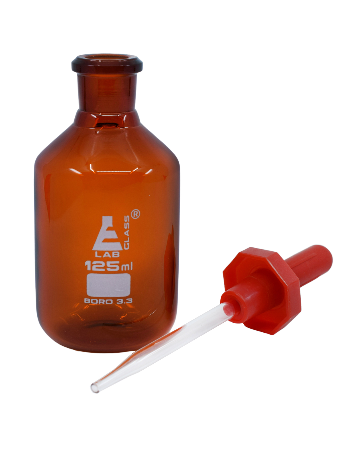 Dropping Bottle, 125ml (4.2oz) - Amber Colored Borosilicate Glass - Eisco Labs