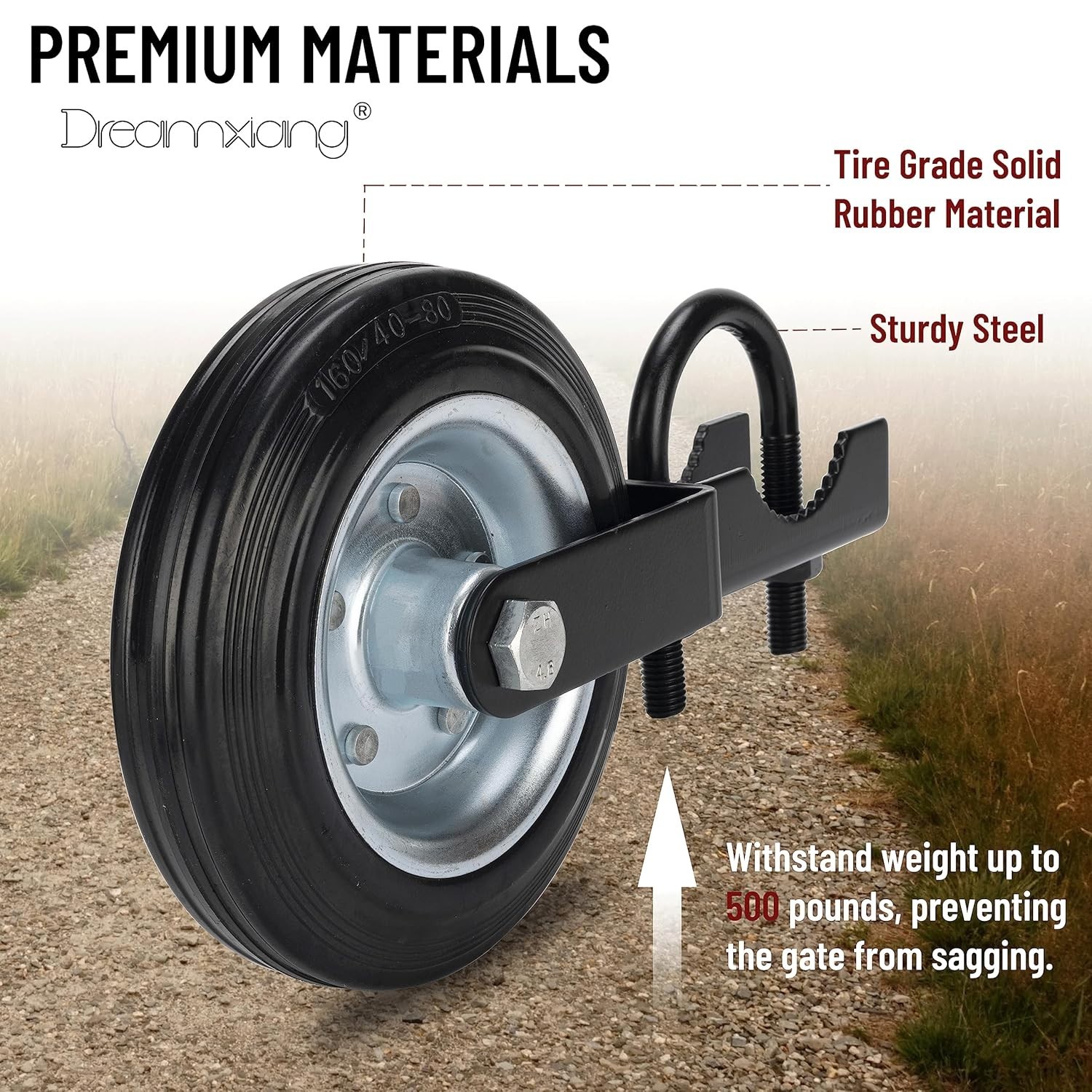 6" Heavy Duty Farm Gate Wheel, Black, 1 Pack