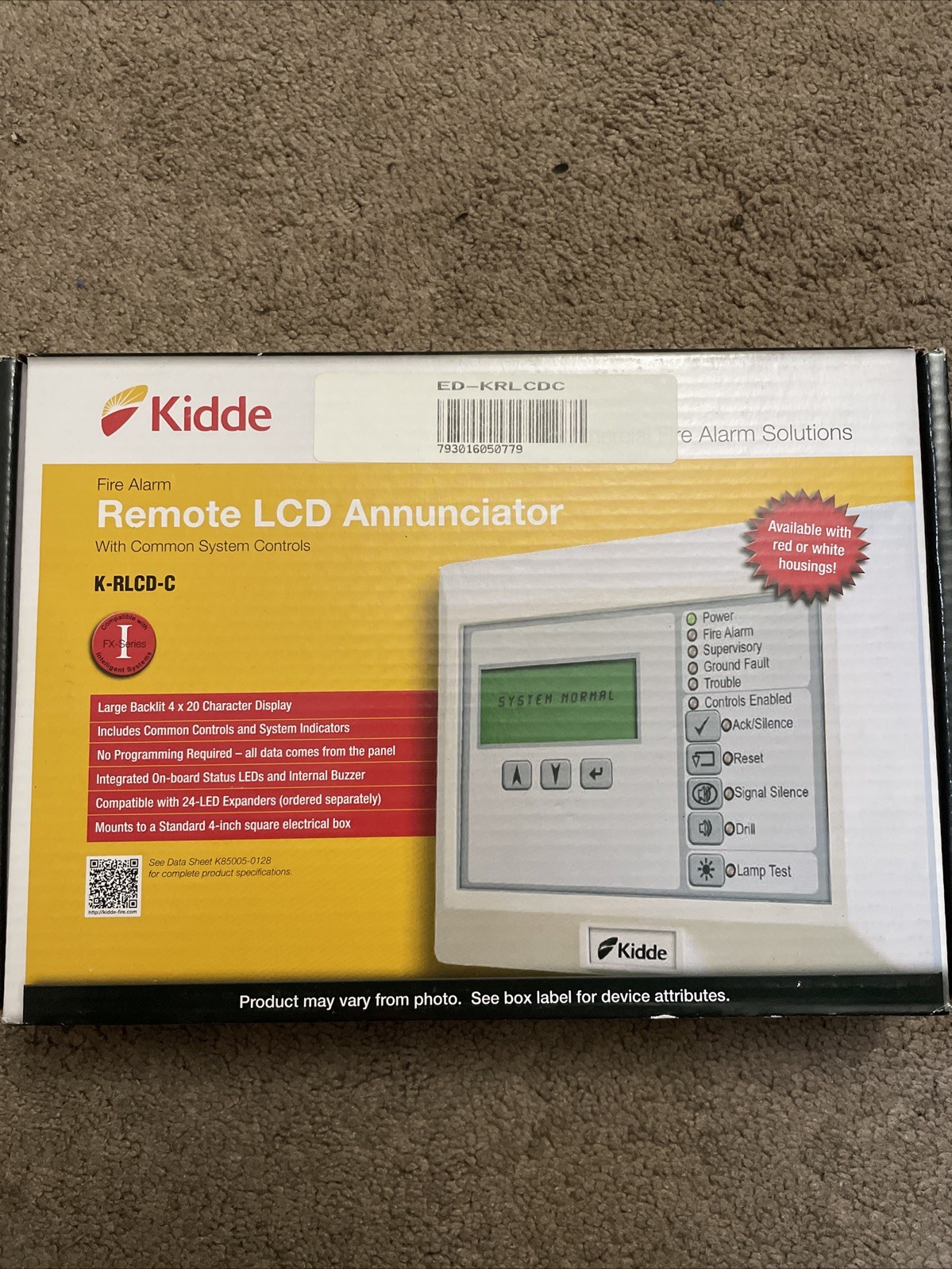 Kidde K-RLCD-C Fire Alarm Annunciator With Controls