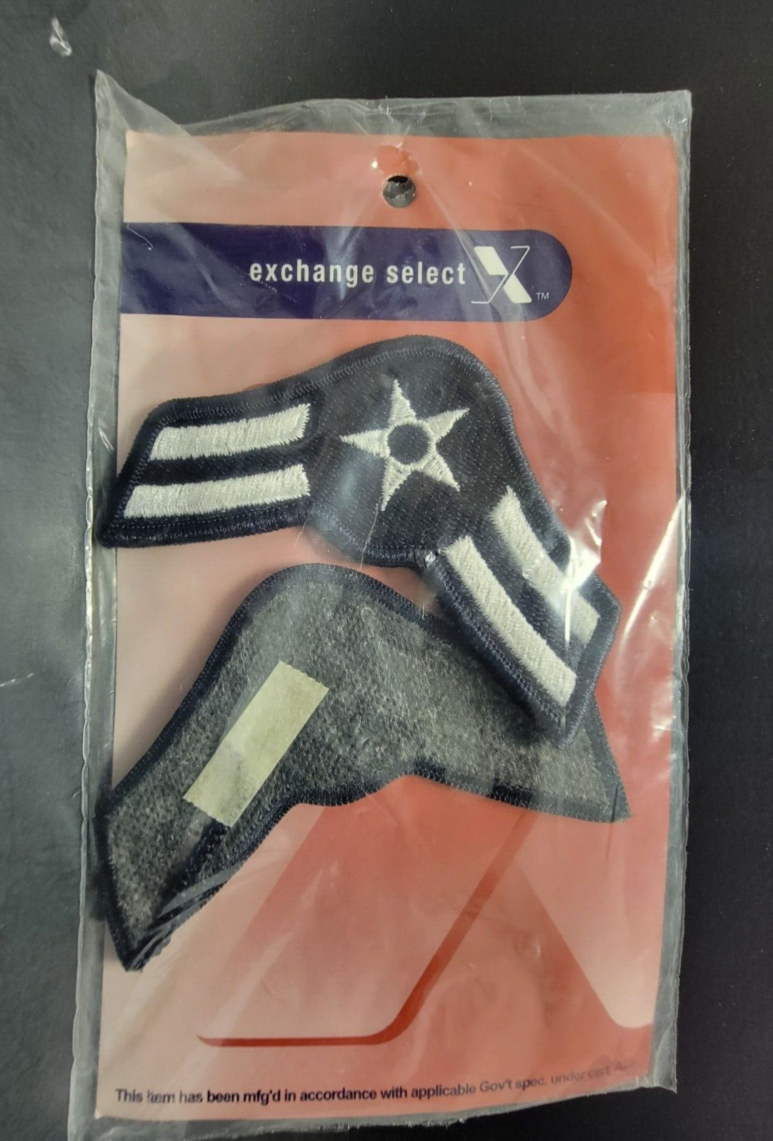 MILITARY PATCH US AIR FORCE RANK SET OF 2 AIRMAN FIRST CLASS Exchange Select NEW