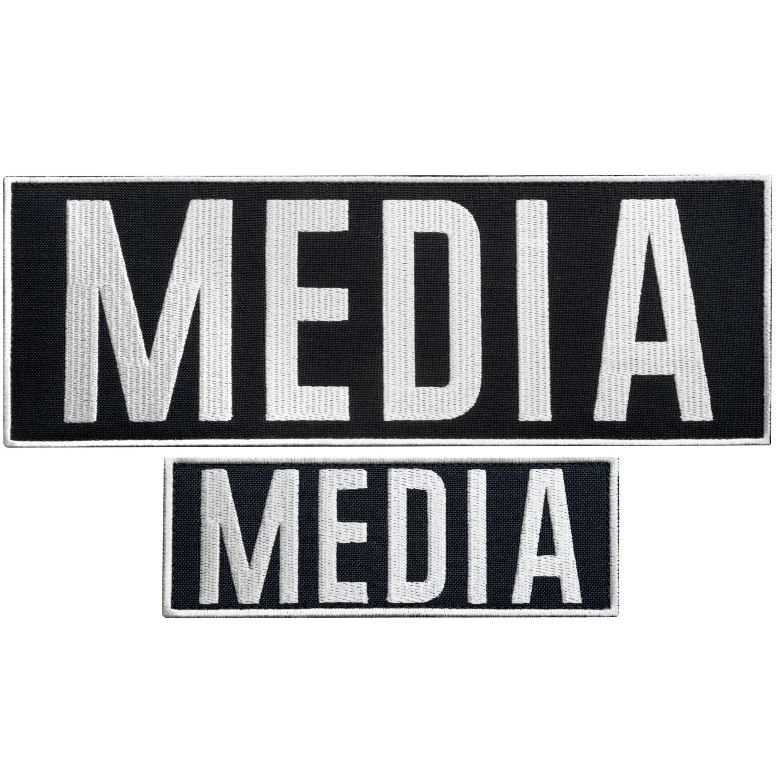 2-Piece Embroidered MEDIA Patch for Vest, Jacket, Hook & Loop, Large & Small