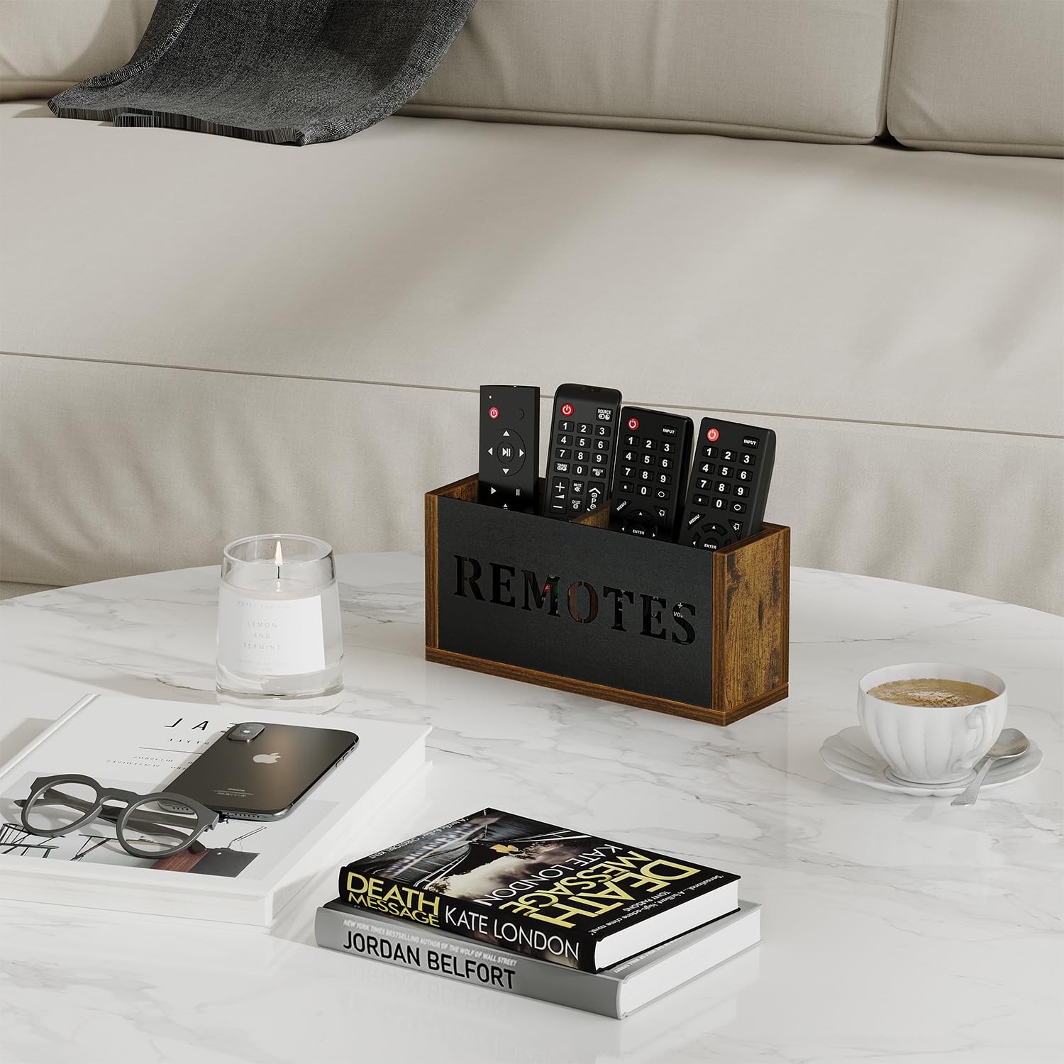 Universal TV Remote Control Holder Wall Mount Organizer Divided Storage Box