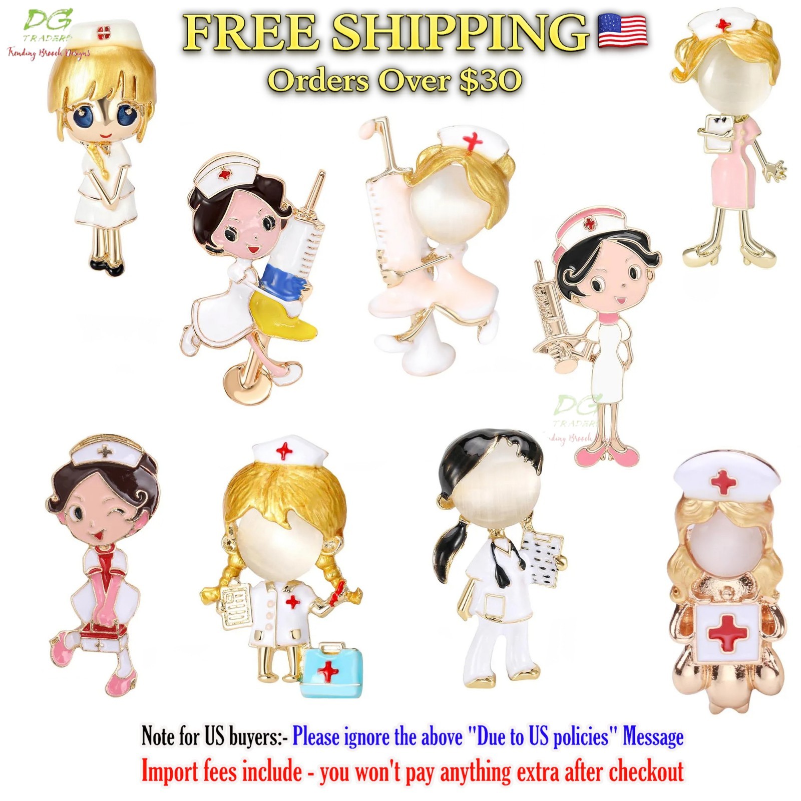 Cute Nurse Brooch for Women Men Female Nurses Pin Medical Doctor Gift Hot Sale