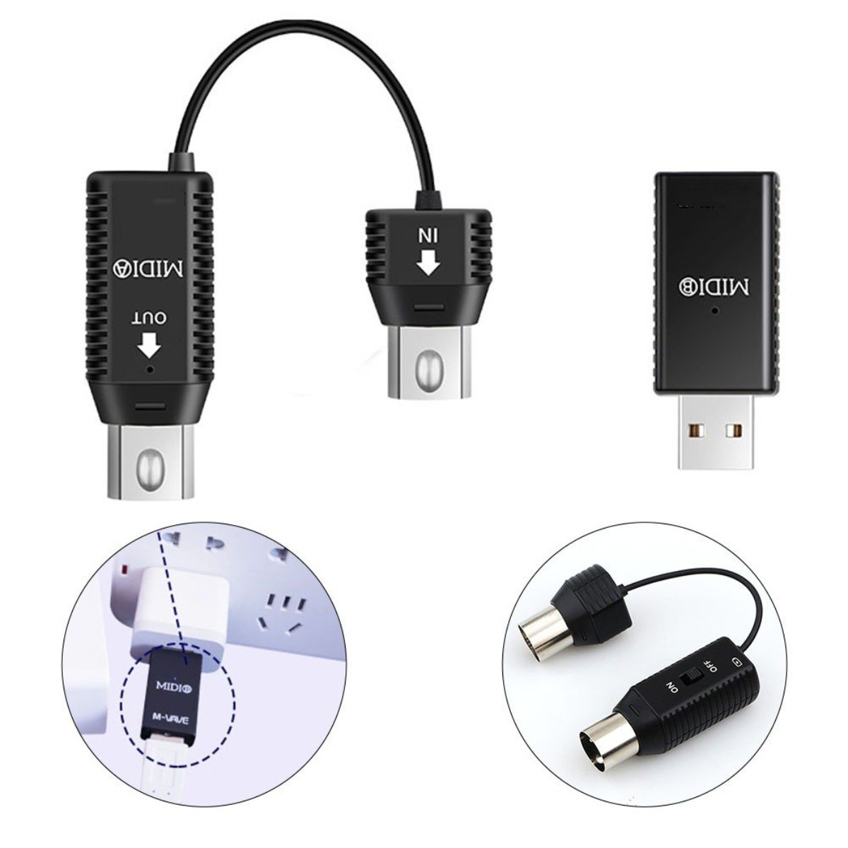 MIDI-Adapter Wireless 5pin USB Interface Adapter Connector Piano-Keyboard