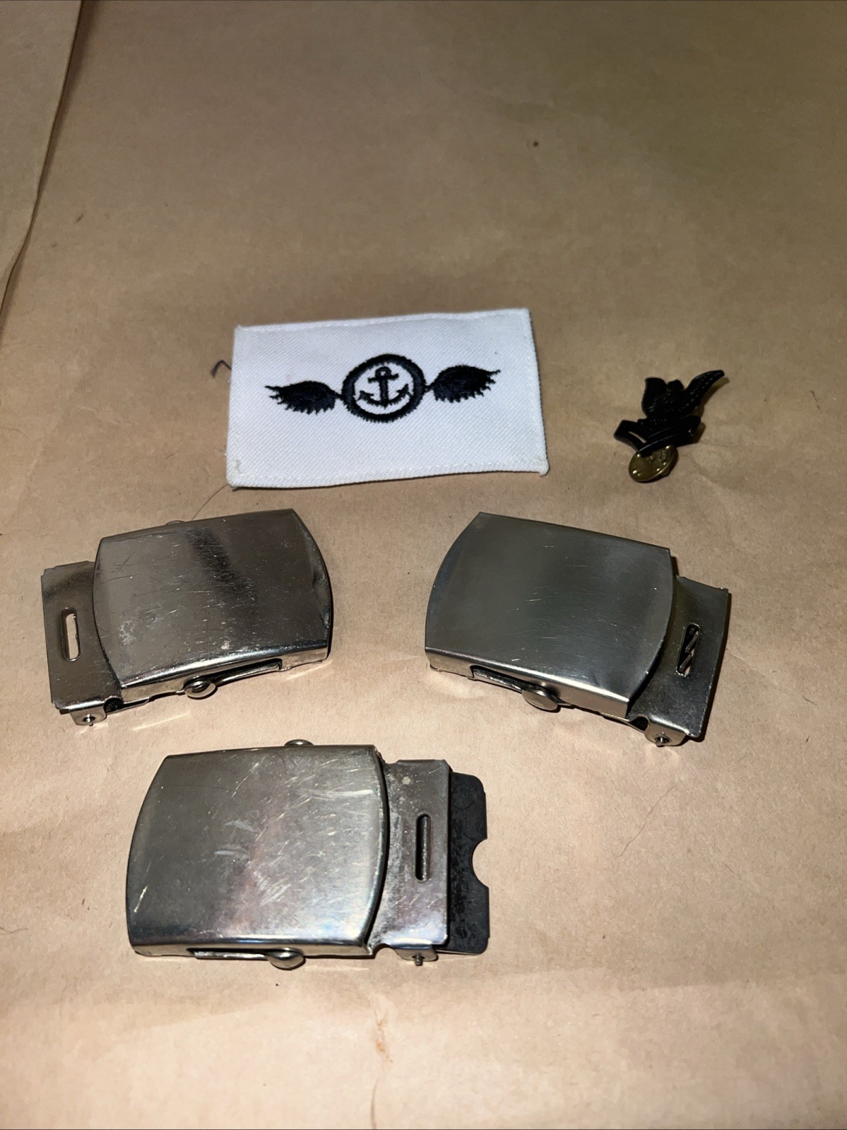 Lot of 3 Silver Belt Buckles For 1 1/4" Belts - 2 Say Made in USA Plus Other