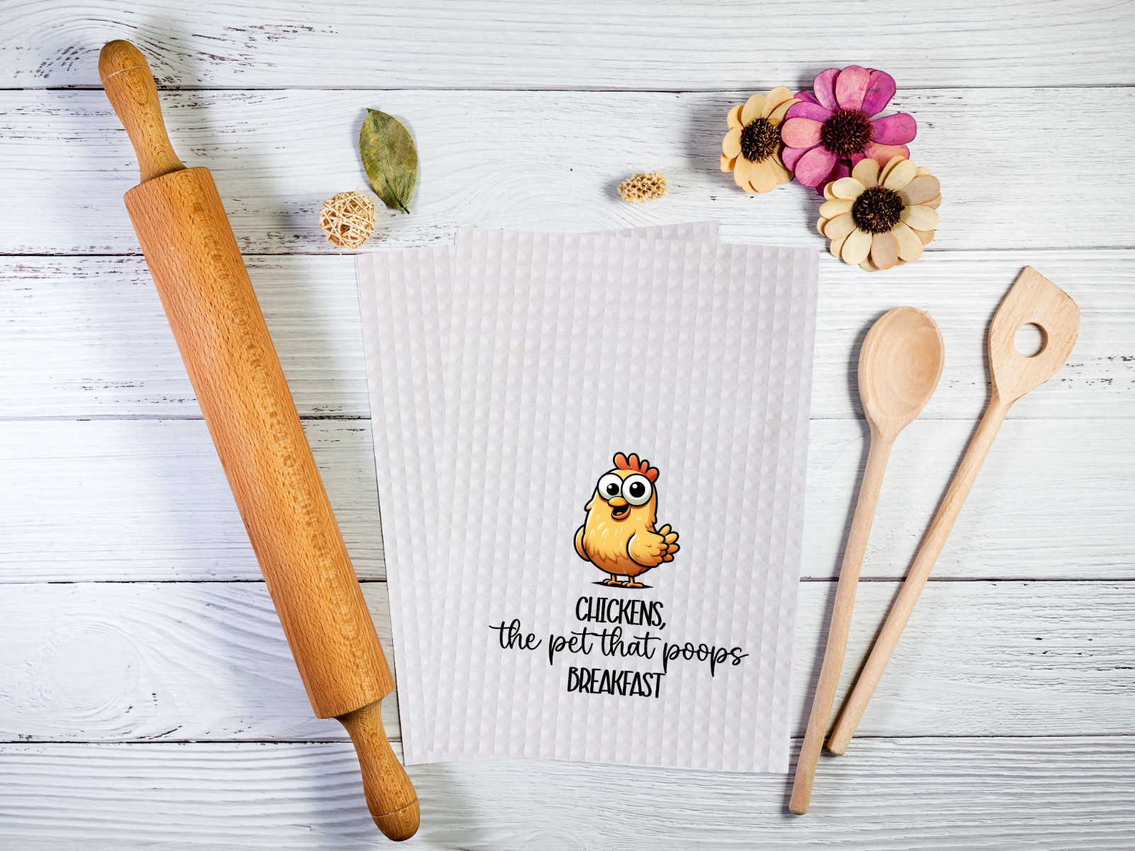 The Pet That Poops, Waffle Weave Kitchen Dish Cloth, Micro Fiber, 12x12", (wc70)