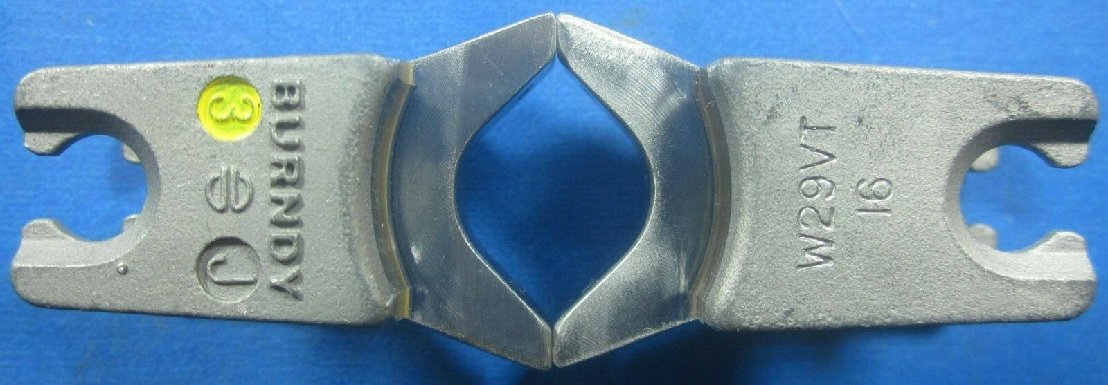 Burndy W29VT Index 16 250 MCM Yellow W Style Compression Tool Die MD6 MD6-8 MD7