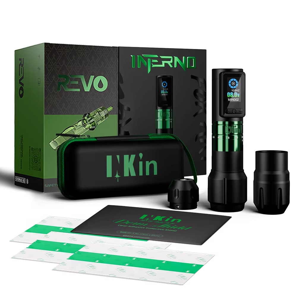 INKIN INFERNO Wireless Tattoo Machine Kits 2.0-4.5MM Stroke Pen 40mm/36mm Grips