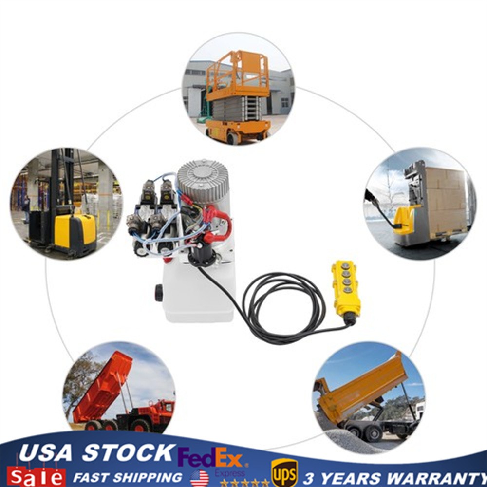 22Mpa Hydraulic Pump 4.5 Quart Double Acting Dump Trailer Pump Power Unit DC 12V