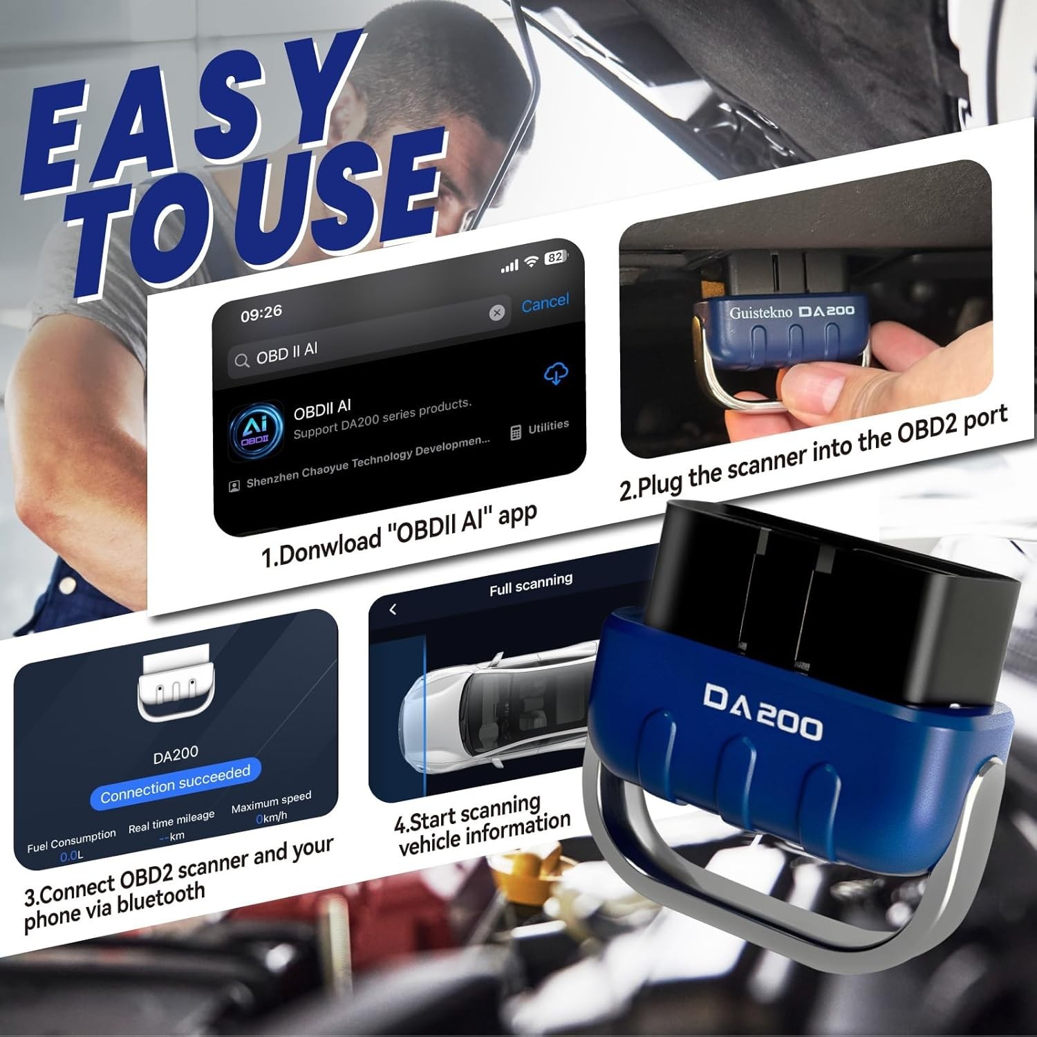 OBD2 Scanner Diagnostic Tool With Free APP And Real Time Data Stream Wireless