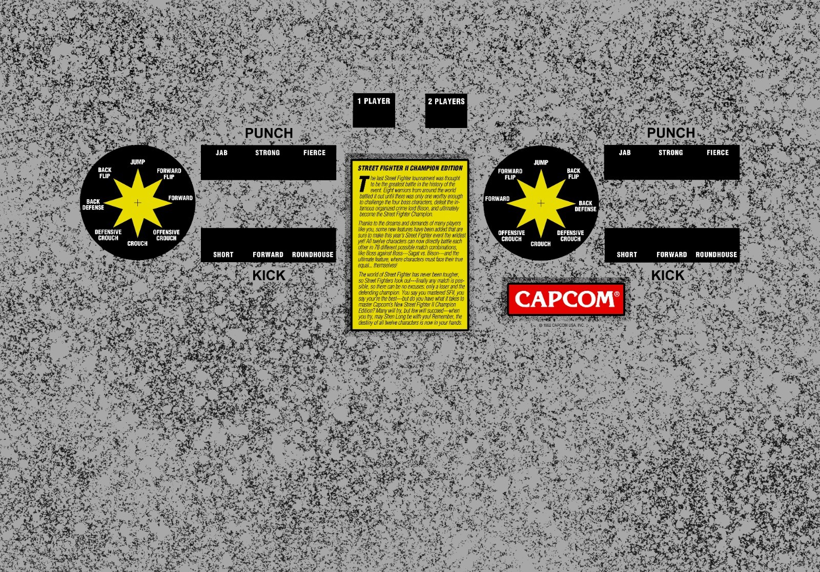 Street Fighter 2 championship edition arcade control panel orverlay CPO