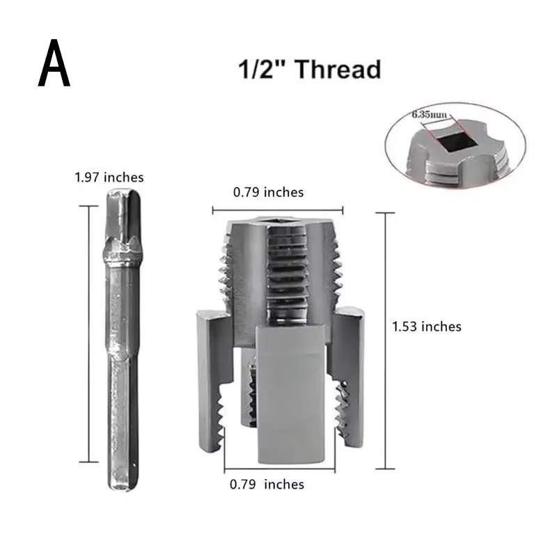 2Pcs 1/2''&3/4'' Water Pipe Integrated Internal & External Pipe Threading Tool