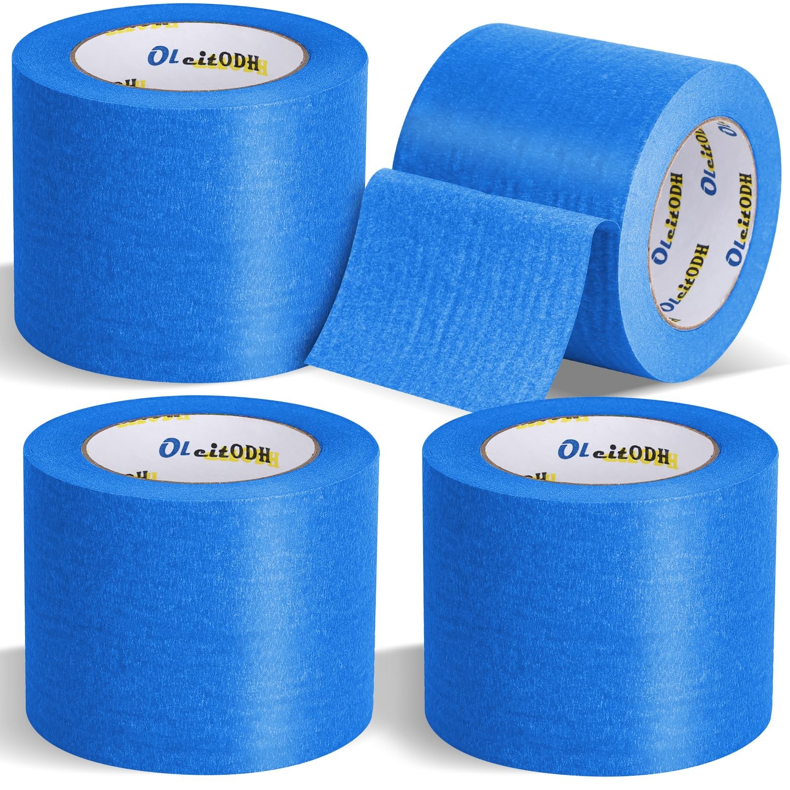 4 Rolls Blue Painters Tape 4 inch x 60 Yards Total 240 Yd Masking No Residue