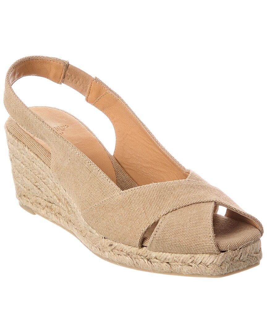 Castañer Diana Canvas Slingback Wedge Sandal Women's Beige 36