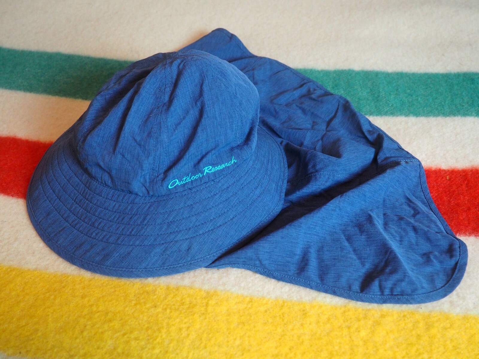 OUTDOOR RESEARCH Blue Nylon Sun Hat Neck Protection Fishing Hiking Small/Med EUC