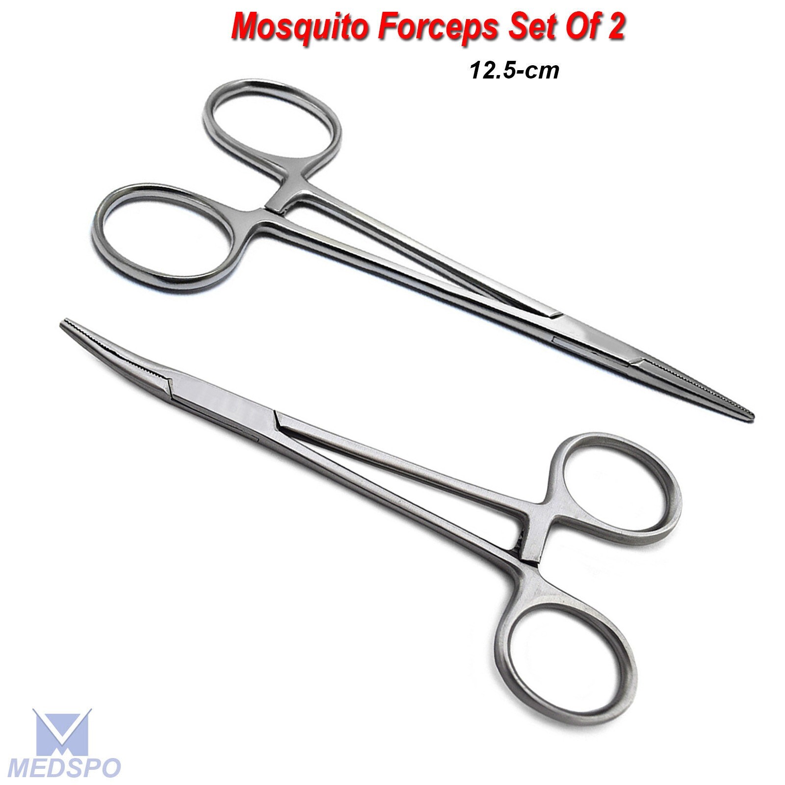 Surgical Mosquito Forceps Hemostat Artery clamp Curved & Straight Set Of 2 New