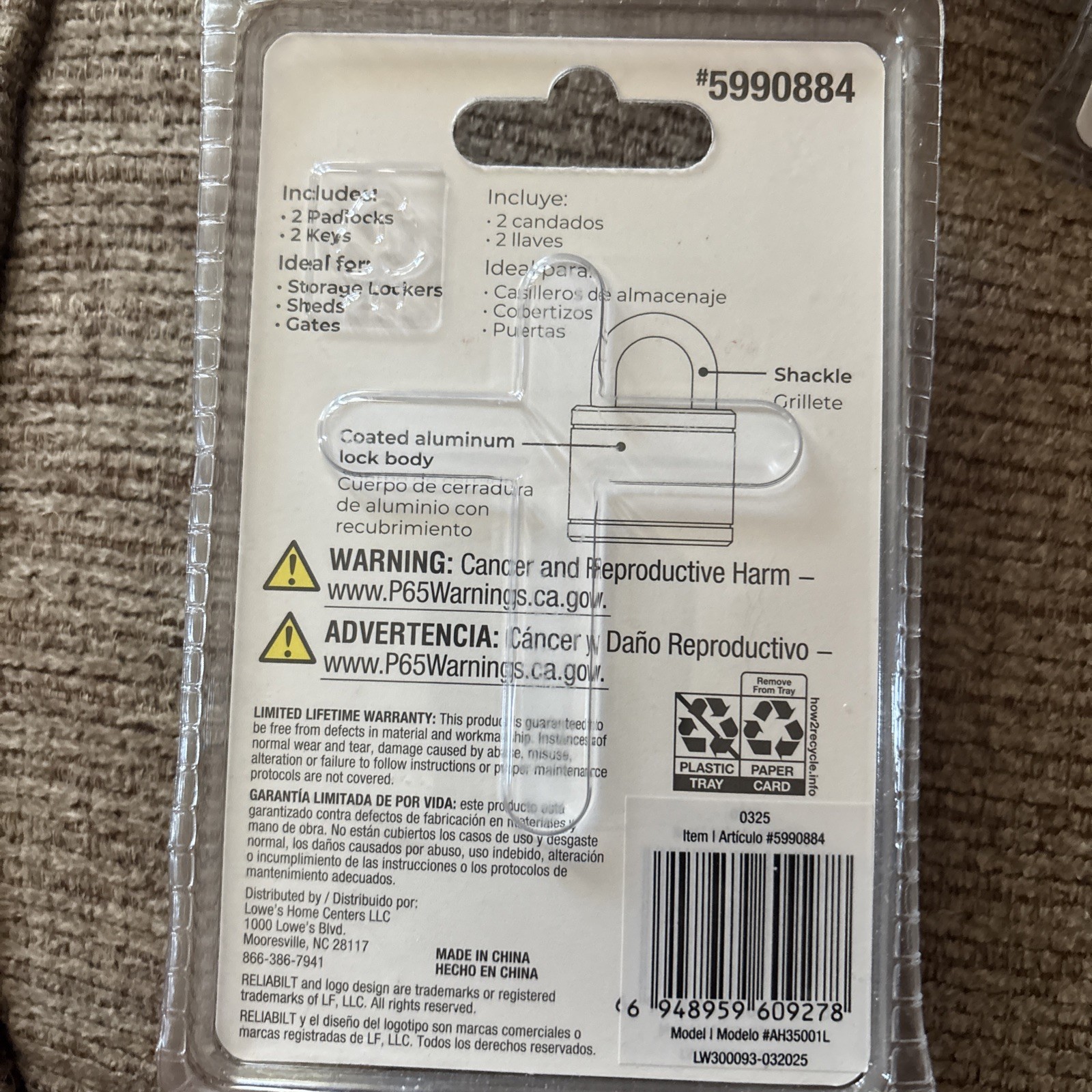 Reliabilit Aluminum Keyed Padlocks 2 Ct