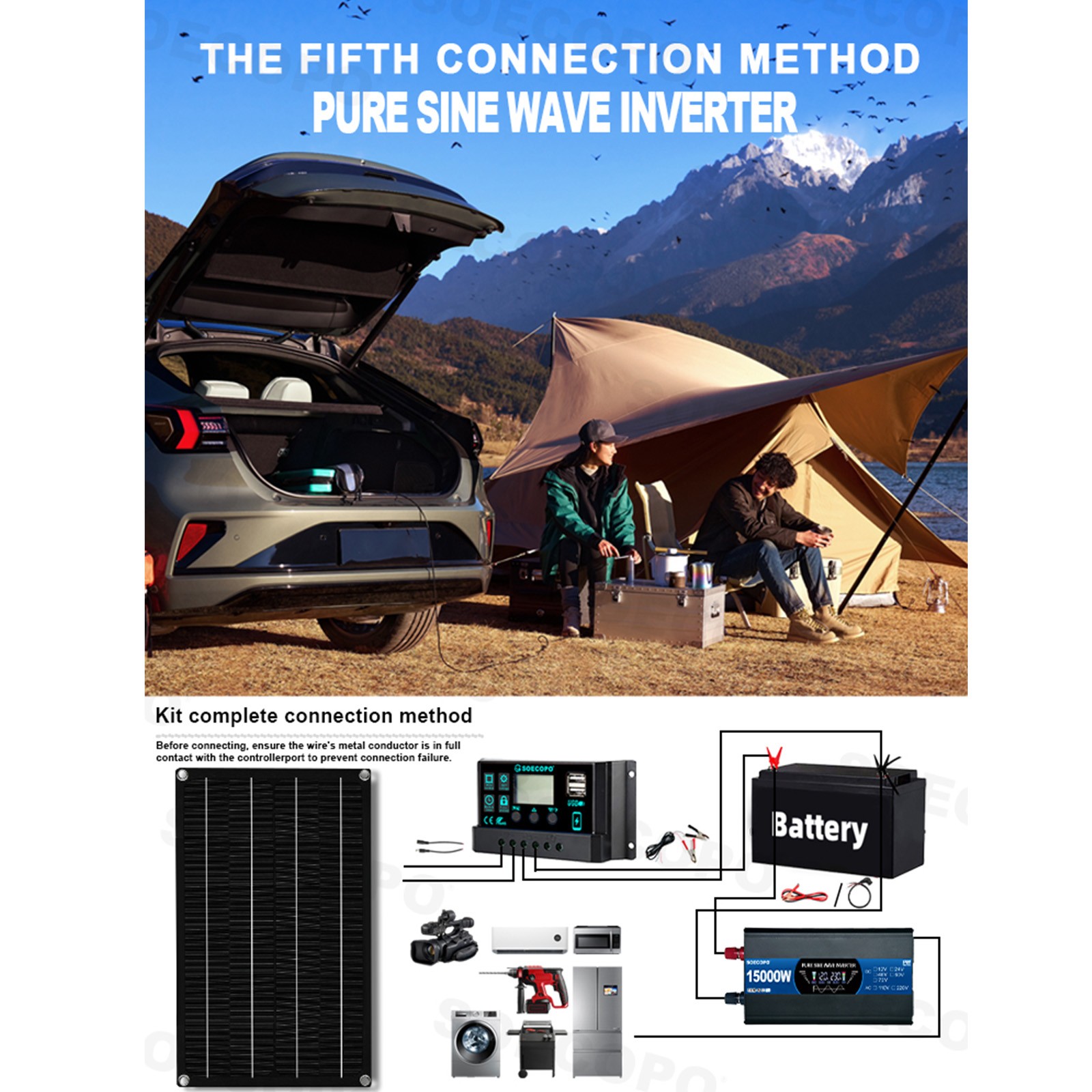 15000W All-in-One Solar Power Kit | 800W Panel + 100A Controller + Inverter