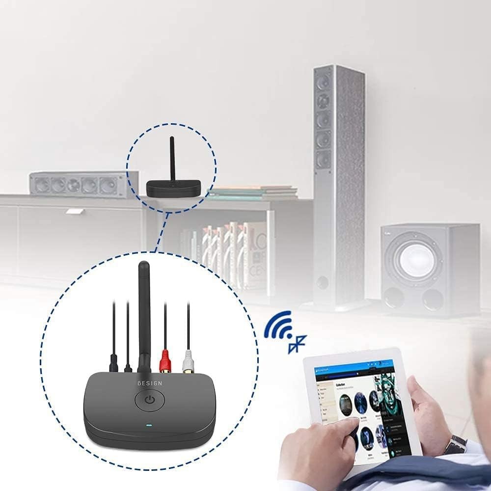 Transform Your Wired Speakers with BE-RCA Long Range Bluetooth Receiver - Black