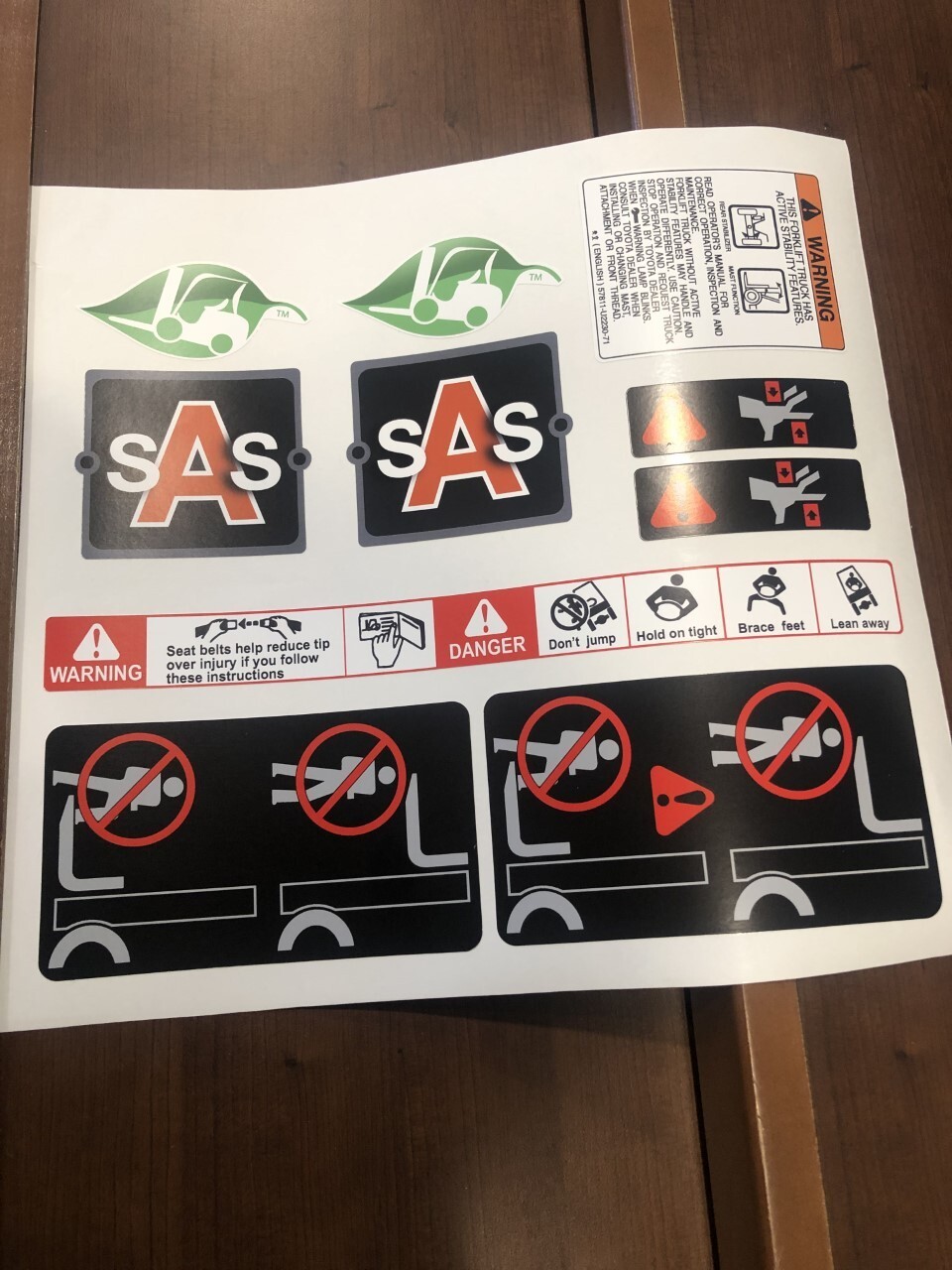 NEW Forklift Safety Decal KIT  Toyota  Forklift OSHA Compliant kit