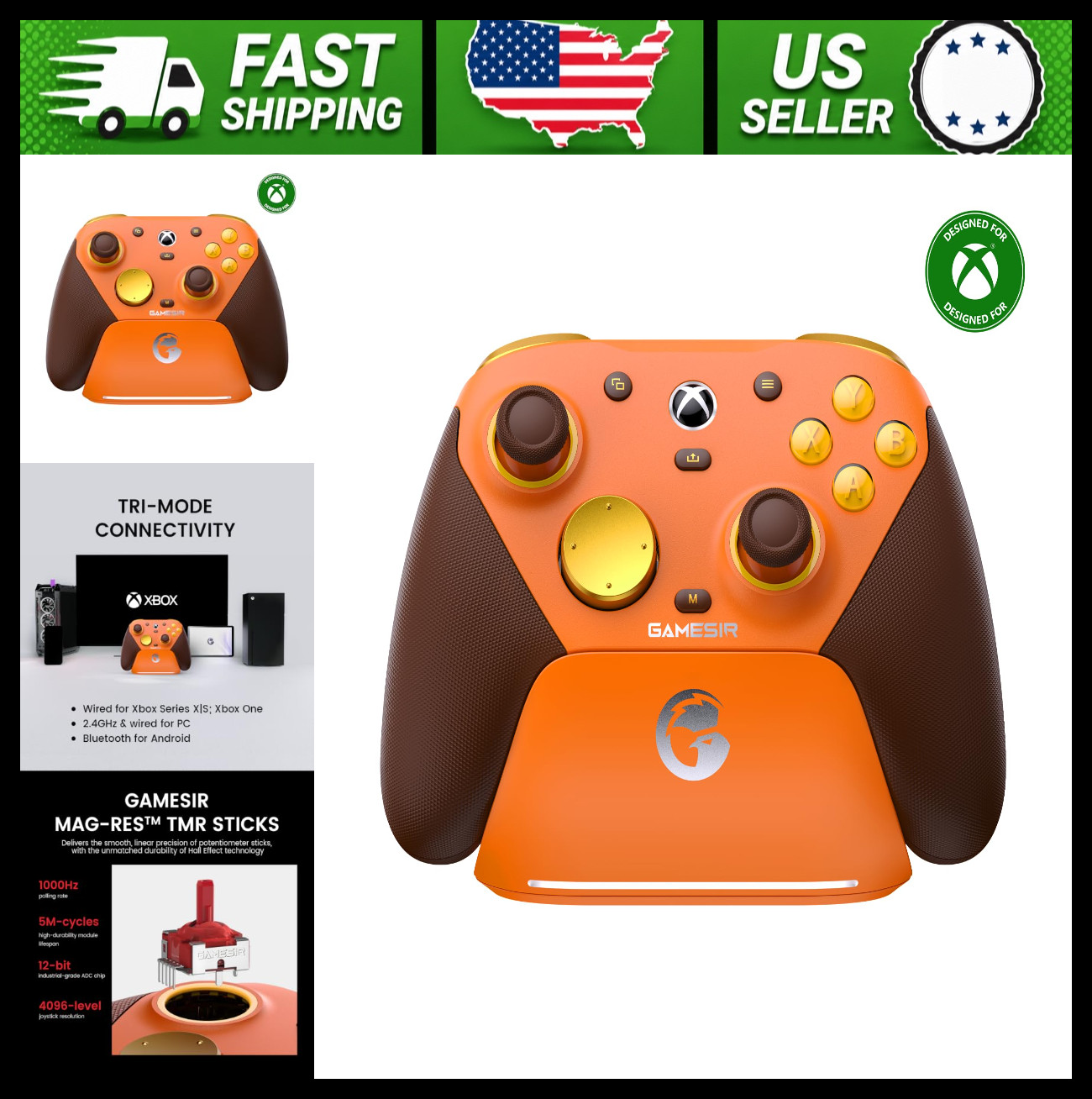 GameSir Wired Controller for Xbox Series X/S, PC, Hall Effect Triggers, Audio