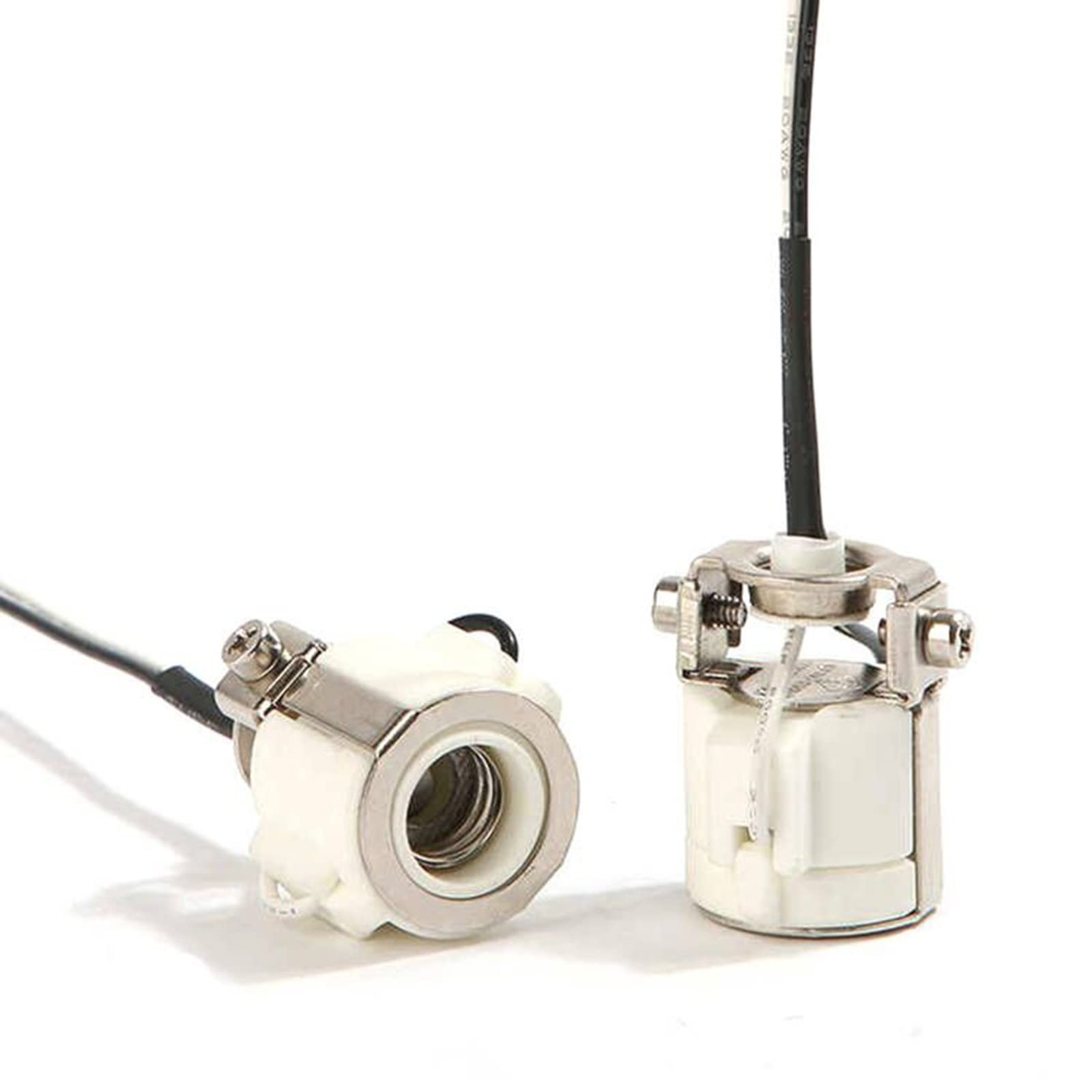 E11 Mini Candelabra Ceramic Screw Lamp Holder Base Socket,2-Pack Can Halogen Soc