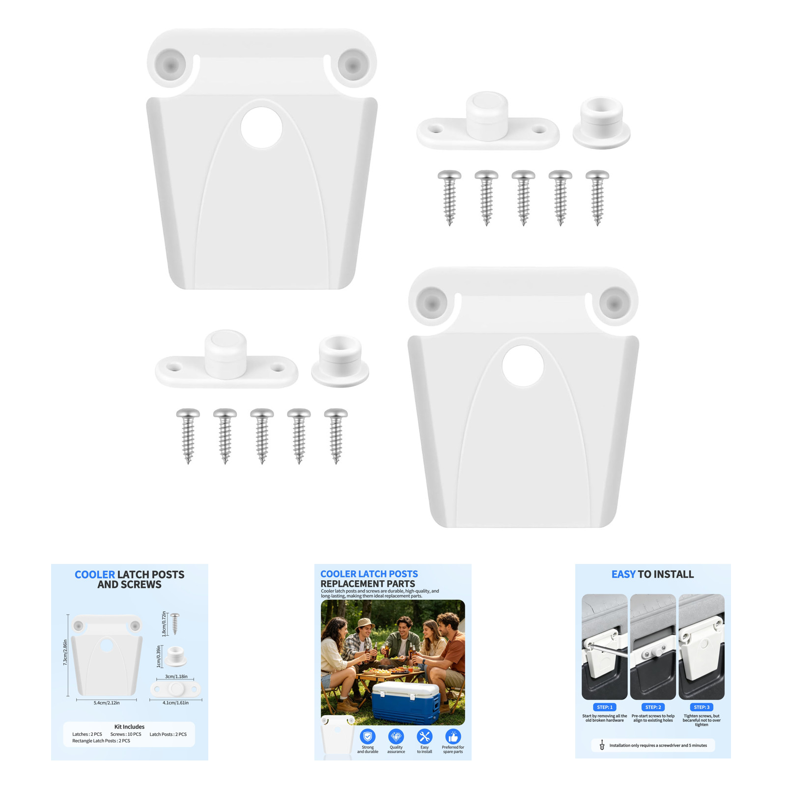 Cooler Latch Replacement Kit for Igloo 50-165 Qt Coolers Includes Posts and