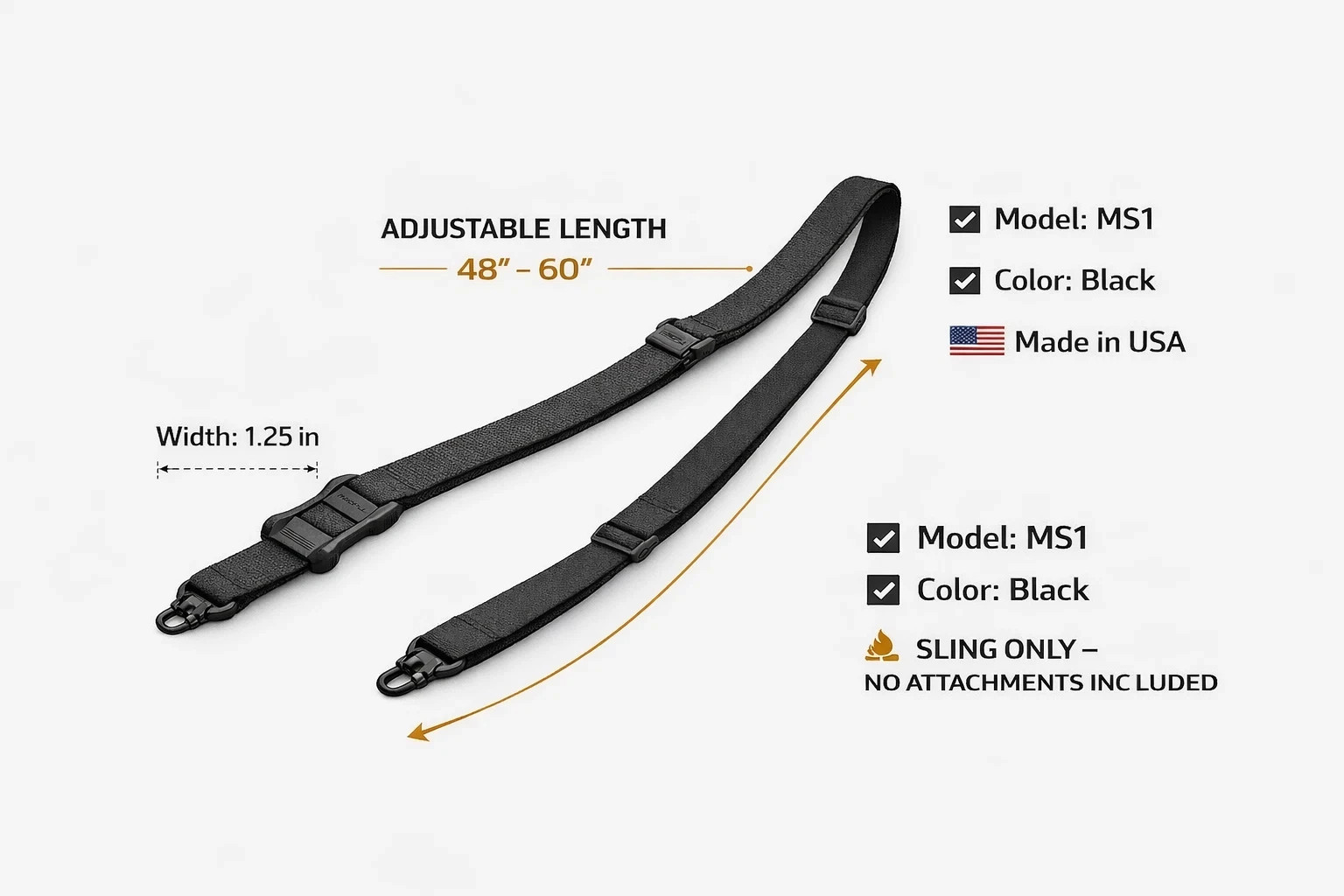 3 Pack Tactical Sling Strap Quick Adjust Heavy Duty Nylon Black Best Value