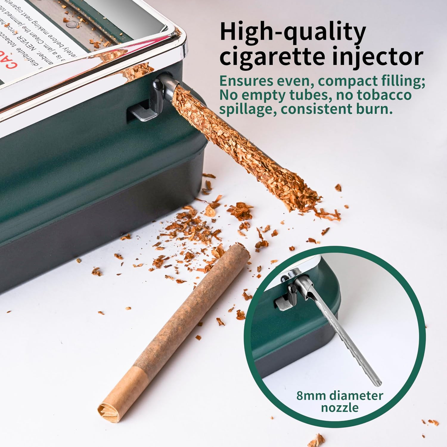 Cigarette Rolling Machine, Manual Cigarette Injector Machine for 8Mm Diameter Pa