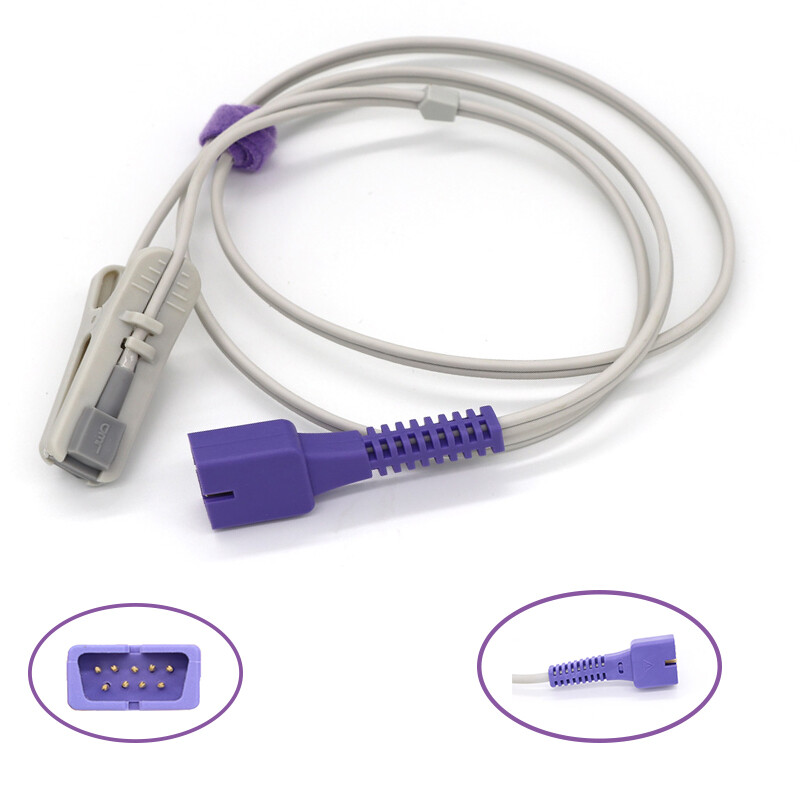 SpO2 Sensor Adult Ear Clip apply to 9pin SpO2 Sensor Pulse Oximeters Probe 1M