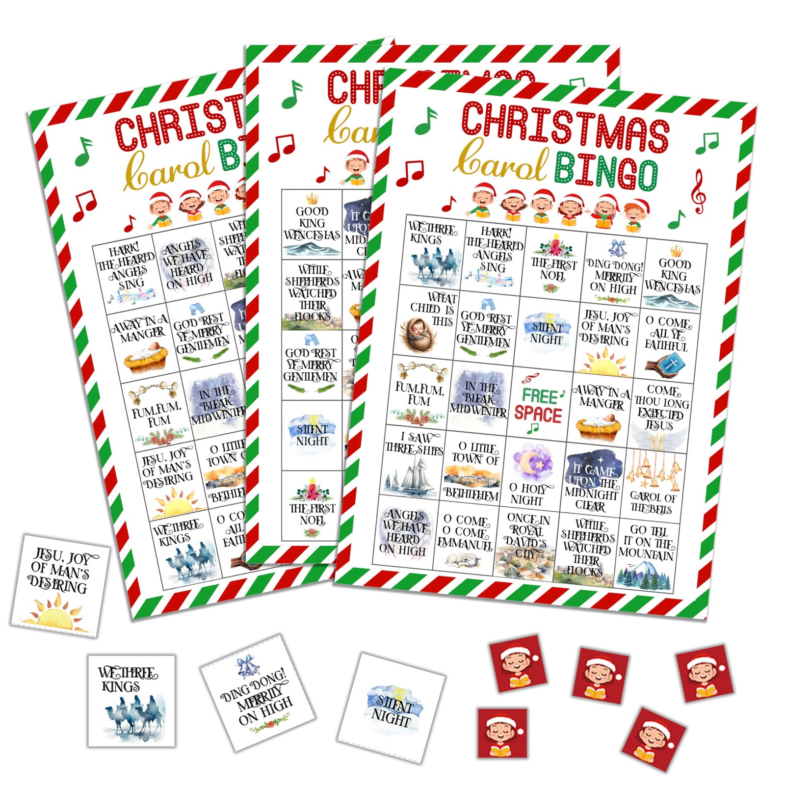 QUDNCR Christmas Bingo Game, Merry Christmas Party Bingo Cards for Adults, Xm...